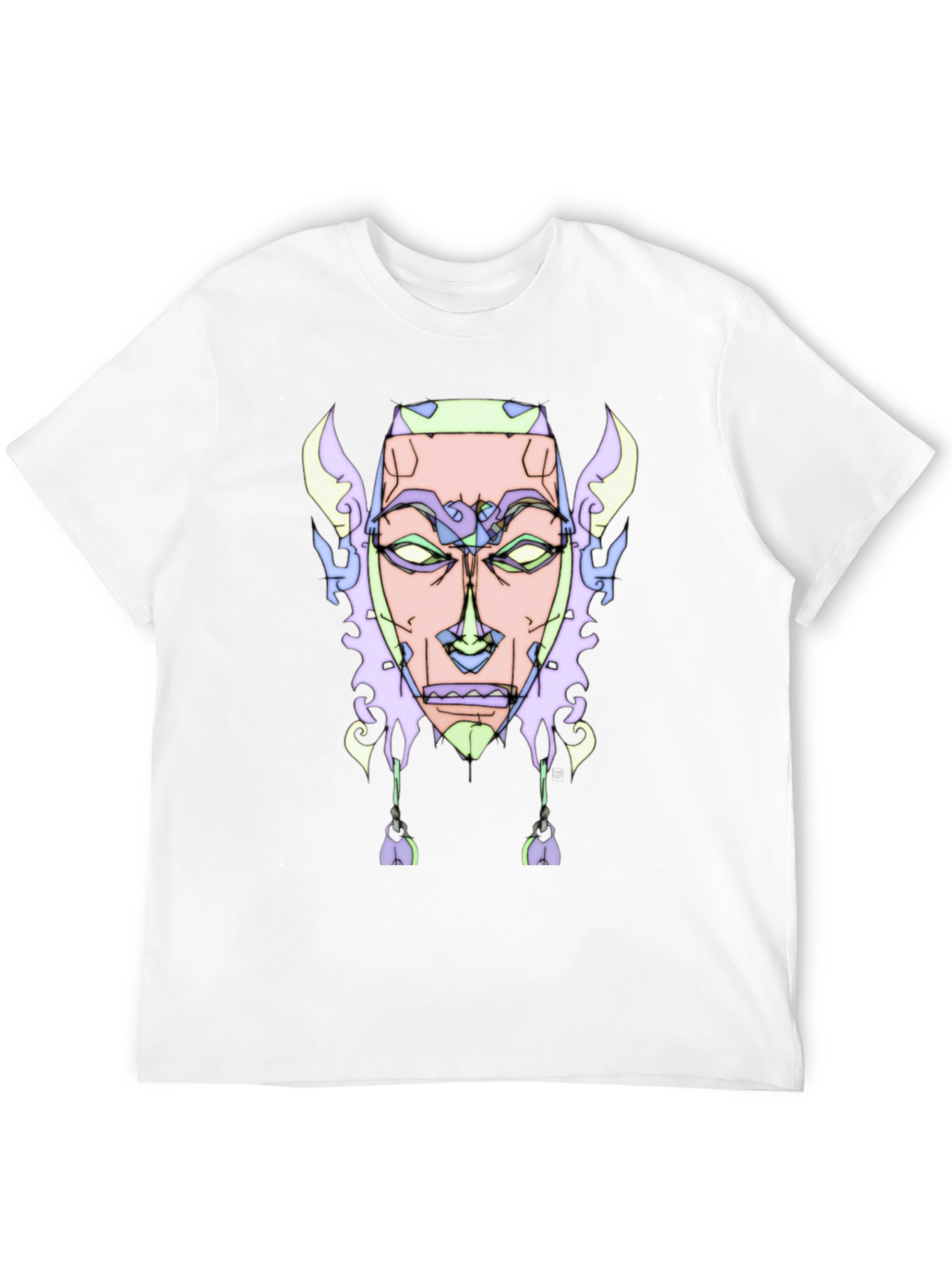 Abstract Face Graphic Tee - Unique Design