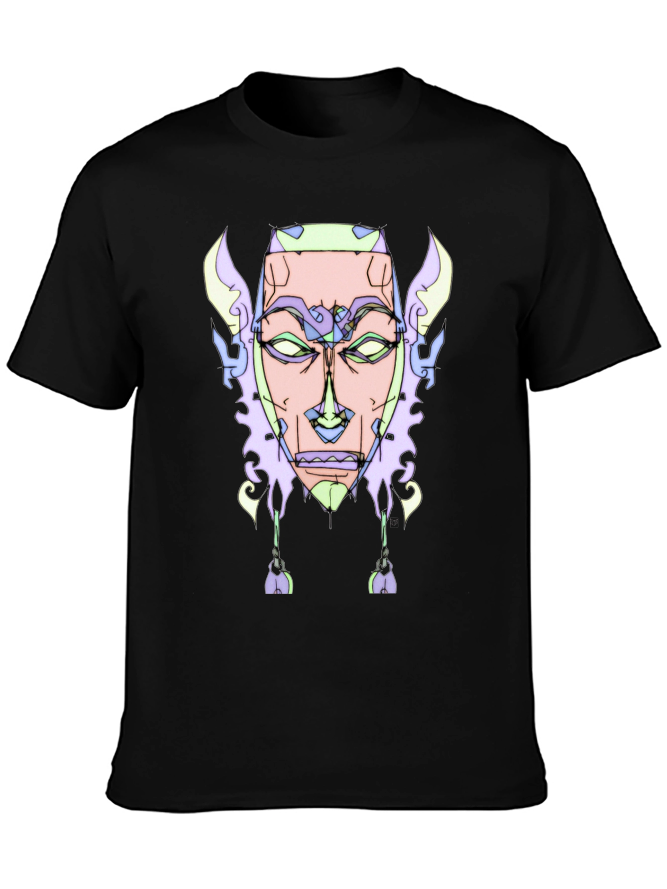 Abstract Face Graphic Tee - Unique Design