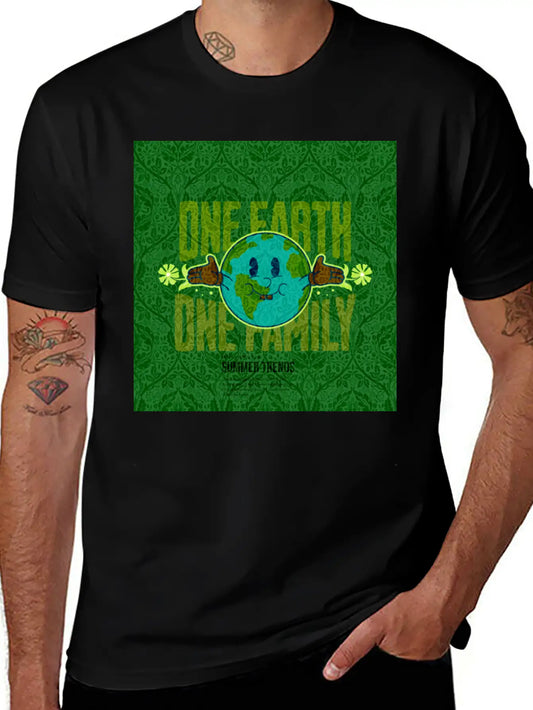 One Earth One Family (Sustainable For Earth Day) Lightweight Cotton T-Shirt – Daily Comfort Graphic Shirt
