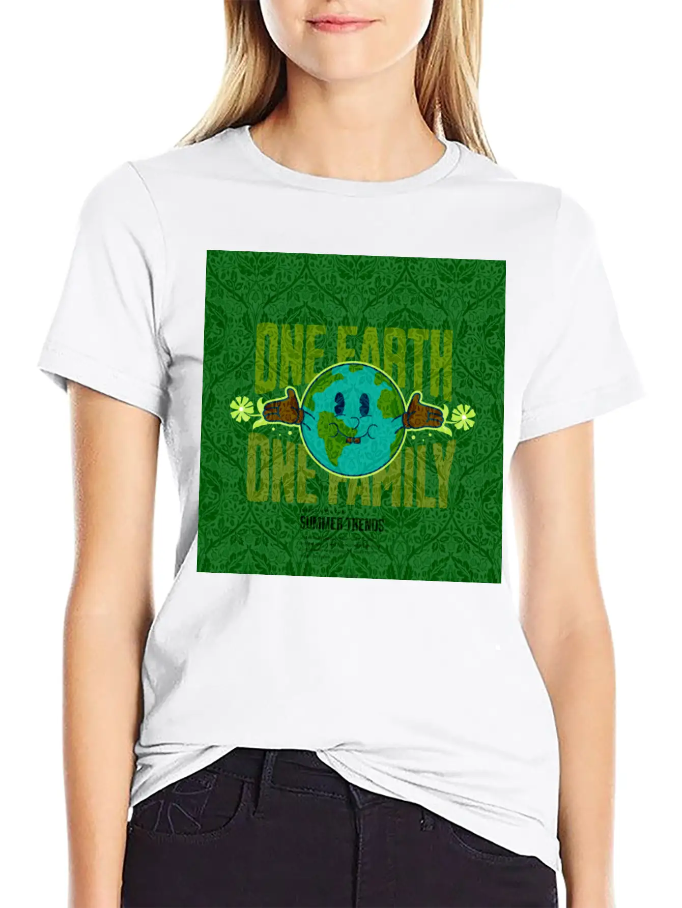 One Earth One Family (Sustainable For Earth Day) Lightweight Cotton T-Shirt – Daily Comfort Graphic Shirt