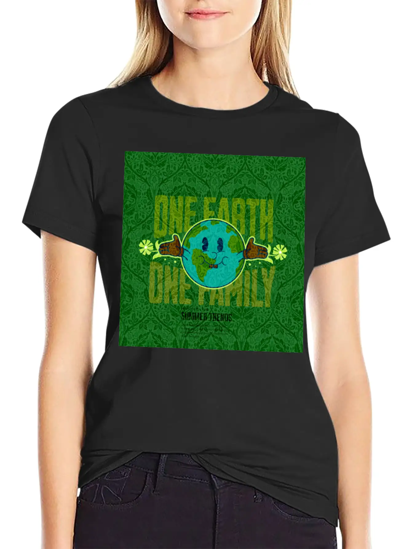 One Earth One Family (Sustainable For Earth Day) Lightweight Cotton T-Shirt – Daily Comfort Graphic Shirt