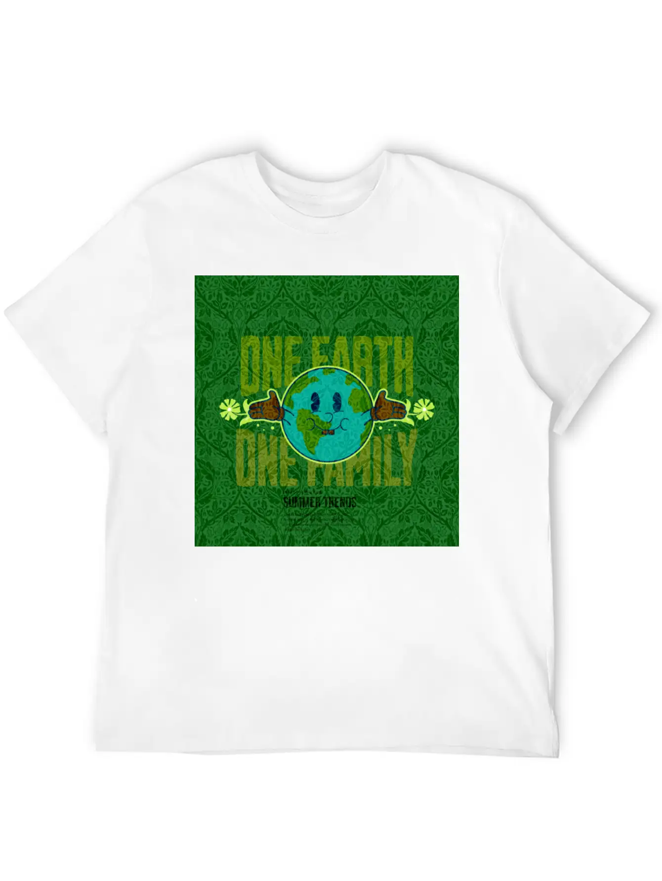 One Earth One Family (Sustainable For Earth Day) Lightweight Cotton T-Shirt – Daily Comfort Graphic Shirt