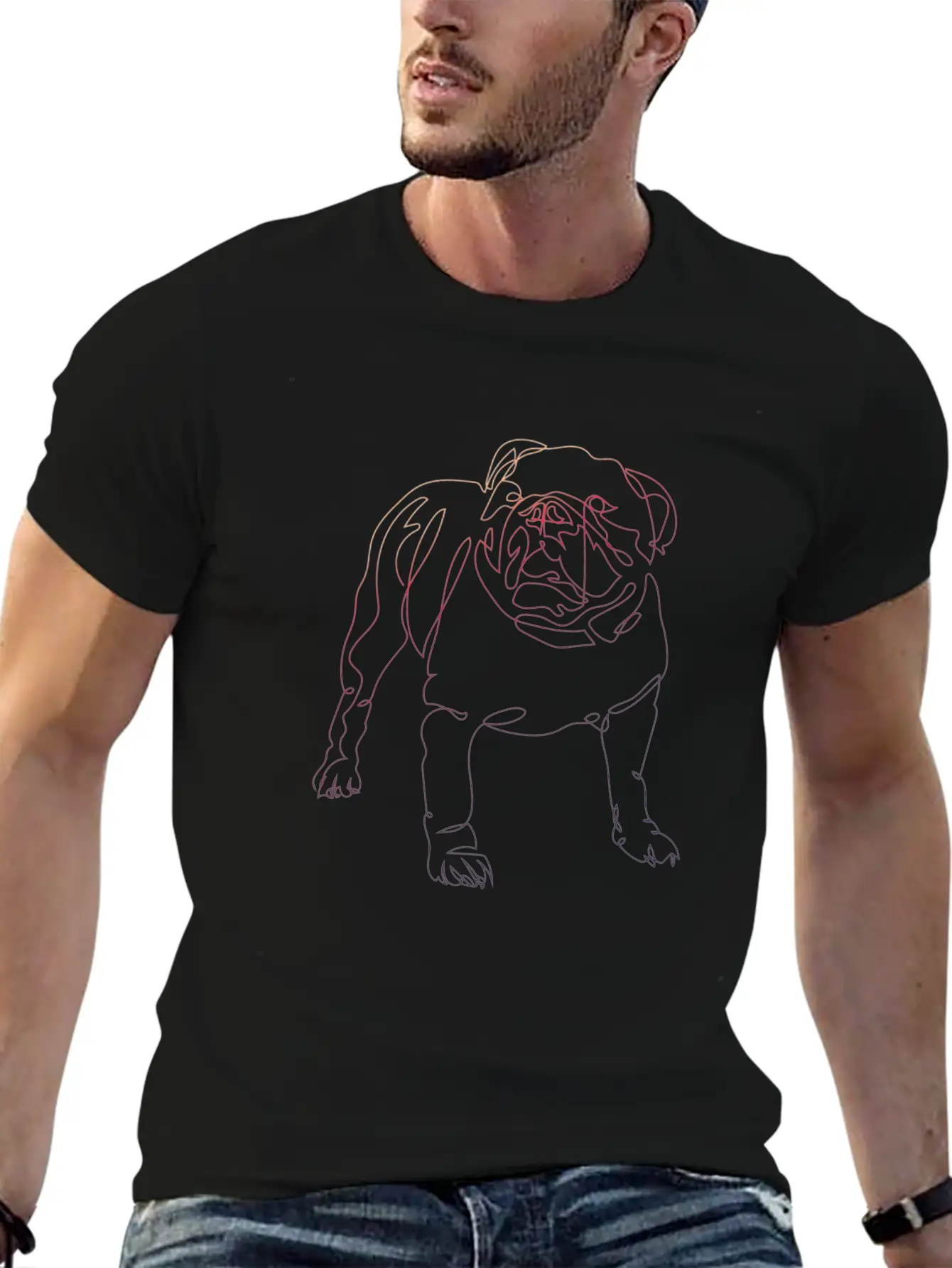 One Line Art Dog Basic Graphic T-Shirt – Daily Comfort In Soft Cotton