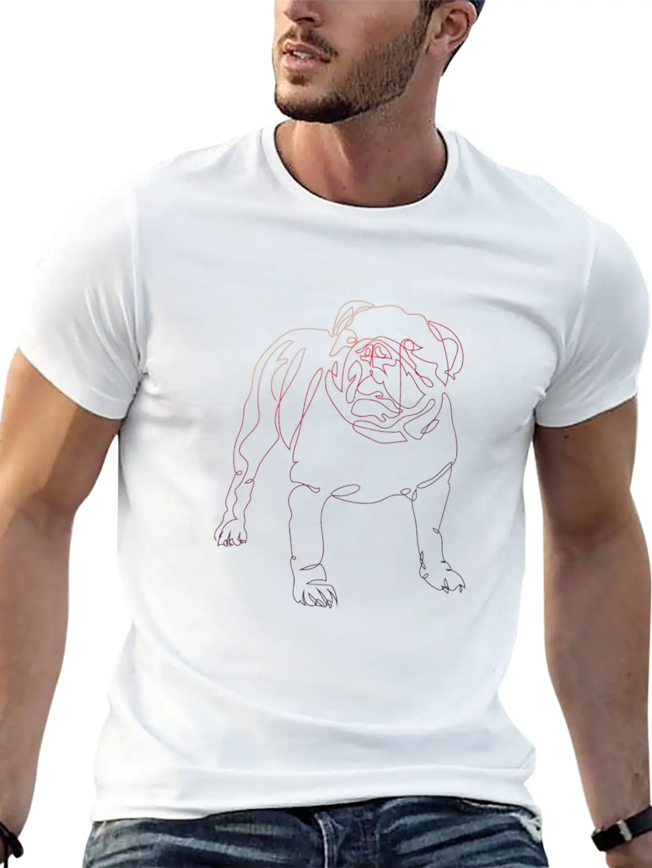 One Line Art Dog Basic Graphic T-Shirt – Daily Comfort In Soft Cotton