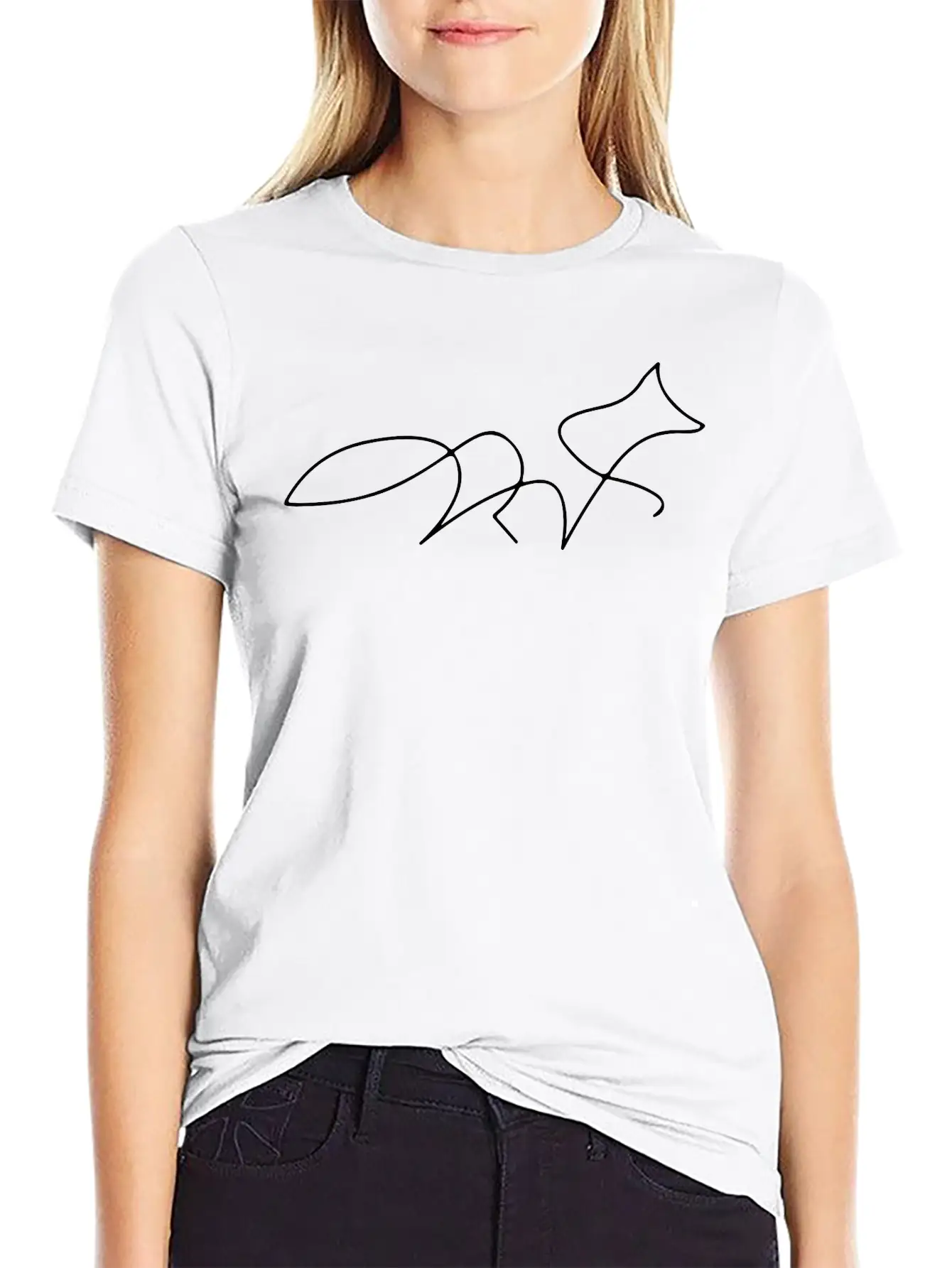 One Line Hand Drawn Fox, Foxes, Illustration, Art Relaxed Everyday Tee – Lightweight And Durable Cotton