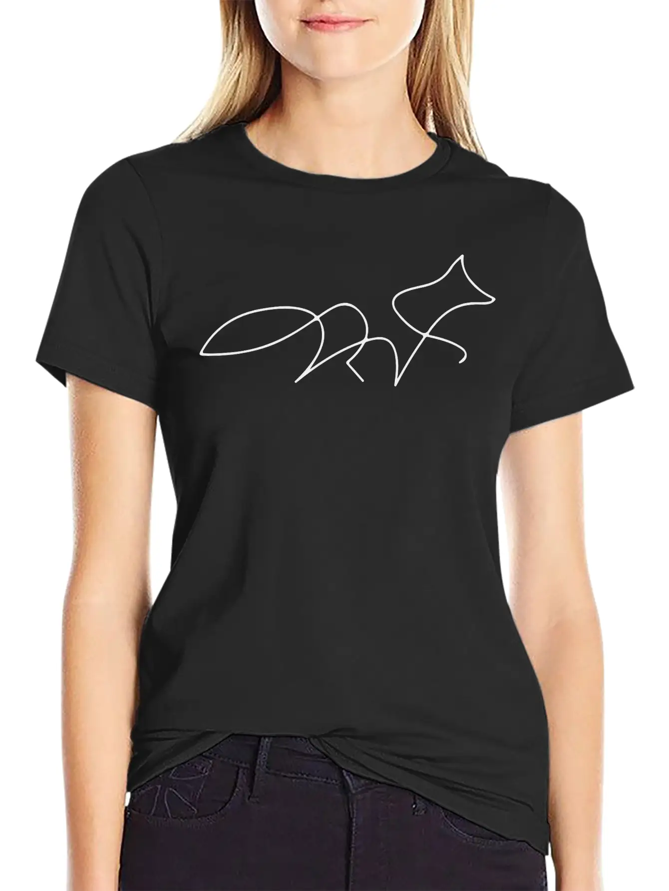 One Line Hand Drawn Fox, Foxes, Illustration, Art Relaxed Everyday Tee – Lightweight And Durable Cotton