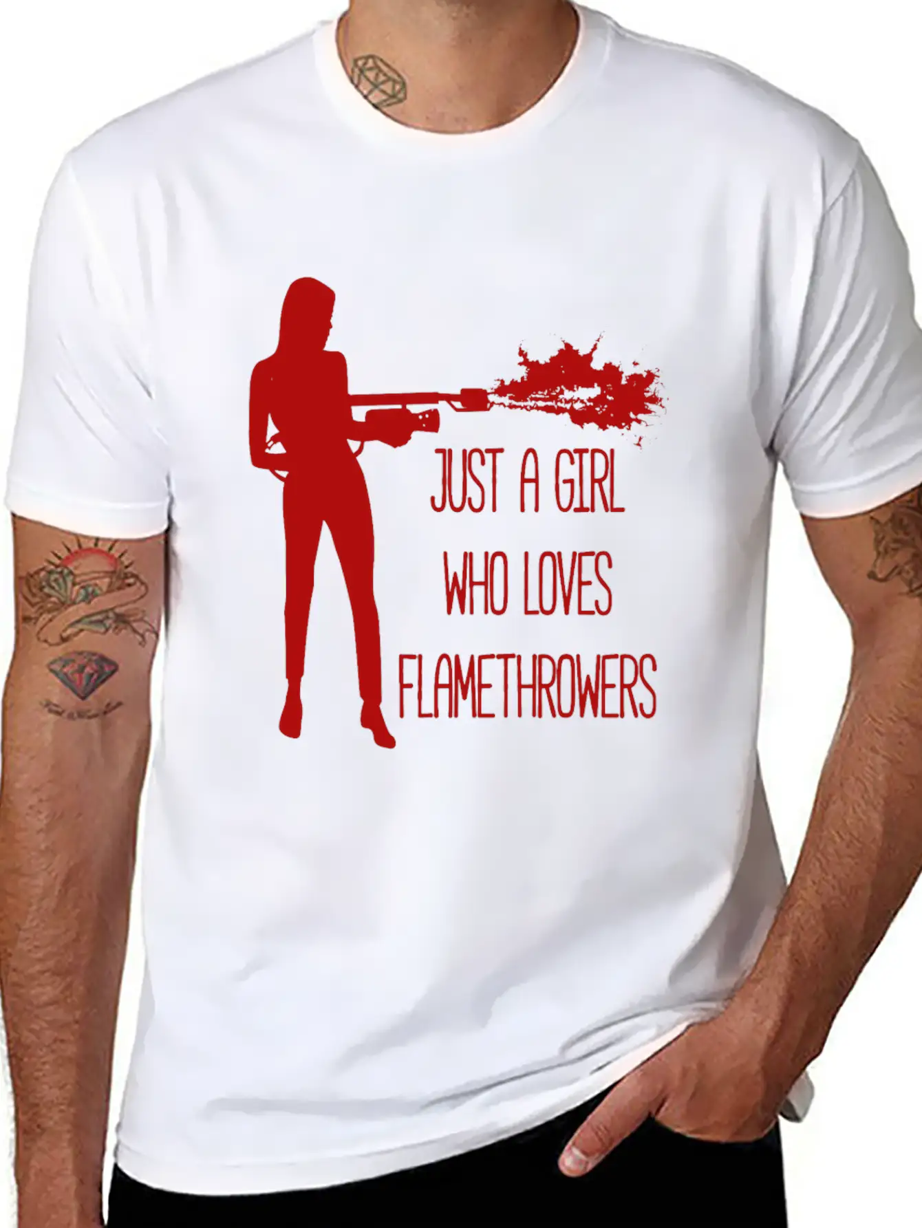 Only A Woman Who Likes Flamethrowers Fire Flames Modern Fit Casual T-Shirt – Clean And Versatile Design