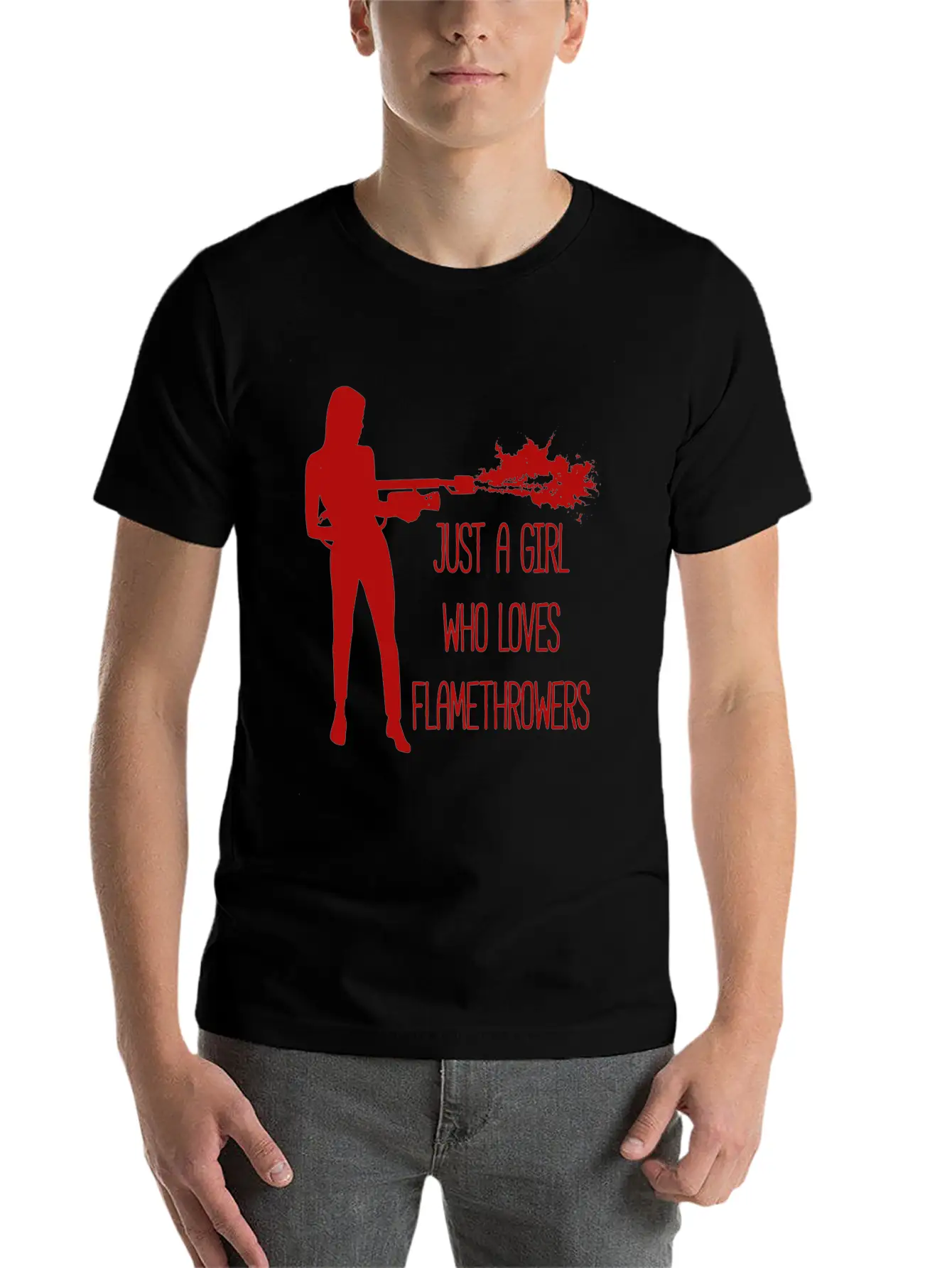 Only A Woman Who Likes Flamethrowers Fire Flames Modern Fit Casual T-Shirt – Clean And Versatile Design