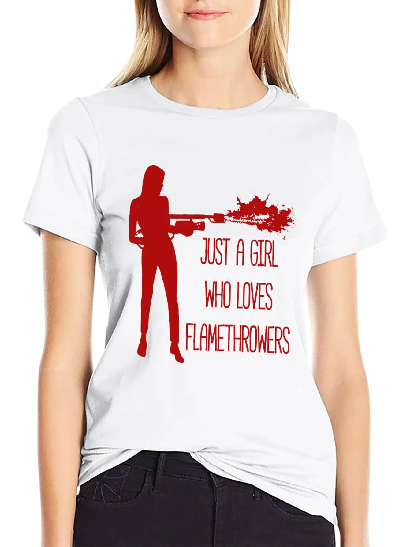 Only A Woman Who Likes Flamethrowers Fire Flames Modern Fit Casual T-Shirt – Clean And Versatile Design
