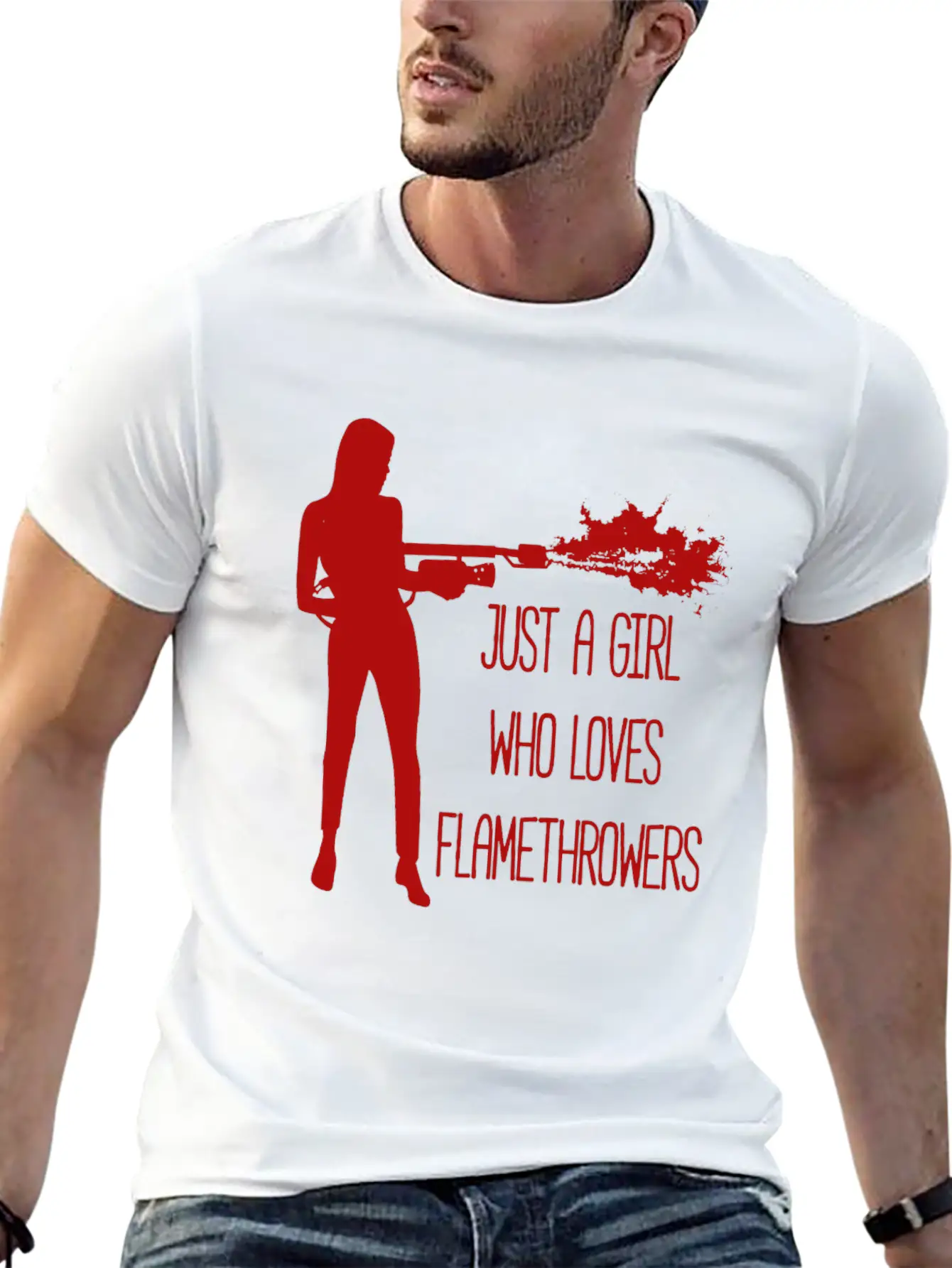 Only A Woman Who Likes Flamethrowers Fire Flames Modern Fit Casual T-Shirt – Clean And Versatile Design