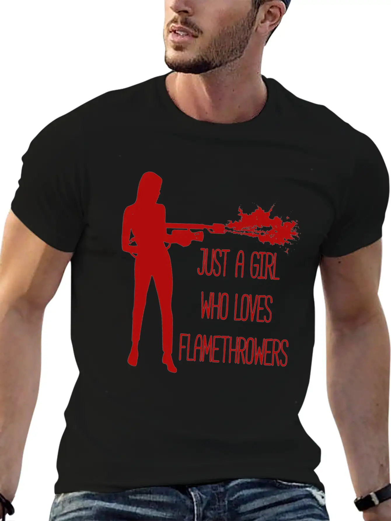 Only A Woman Who Likes Flamethrowers Fire Flames Modern Fit Casual T-Shirt – Clean And Versatile Design