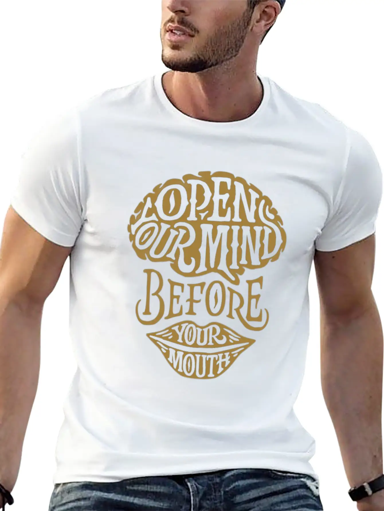 Open Your Mind Before Your Mouth Basic Graphic T-Shirt – Daily Comfort In Soft Cotton