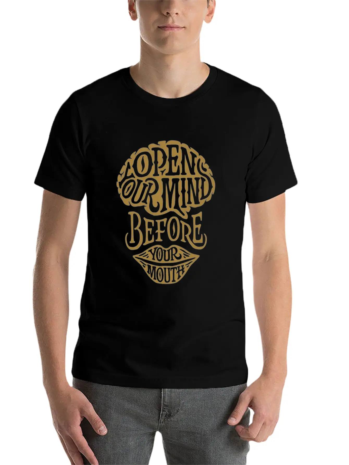 Open Your Mind Before Your Mouth Basic Graphic T-Shirt – Daily Comfort In Soft Cotton