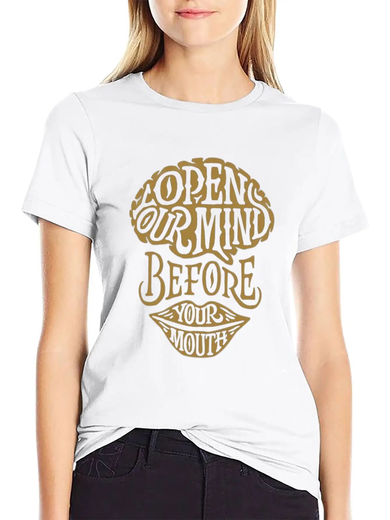 Open Your Mind Before Your Mouth Basic Graphic T-Shirt – Daily Comfort In Soft Cotton