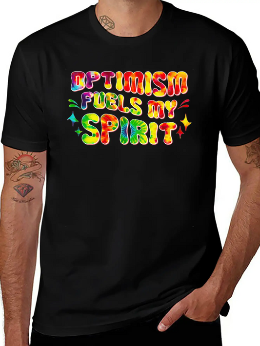 Optimism Fuels My Spirit Retro Hippie Tie-Dye Groo Basic Graphic T-Shirt – Daily Comfort In Soft Cotton