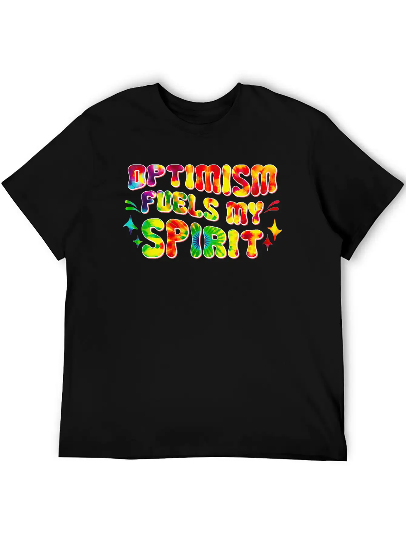 Optimism Fuels My Spirit Retro Hippie Tie-Dye Groo Basic Graphic T-Shirt – Daily Comfort In Soft Cotton