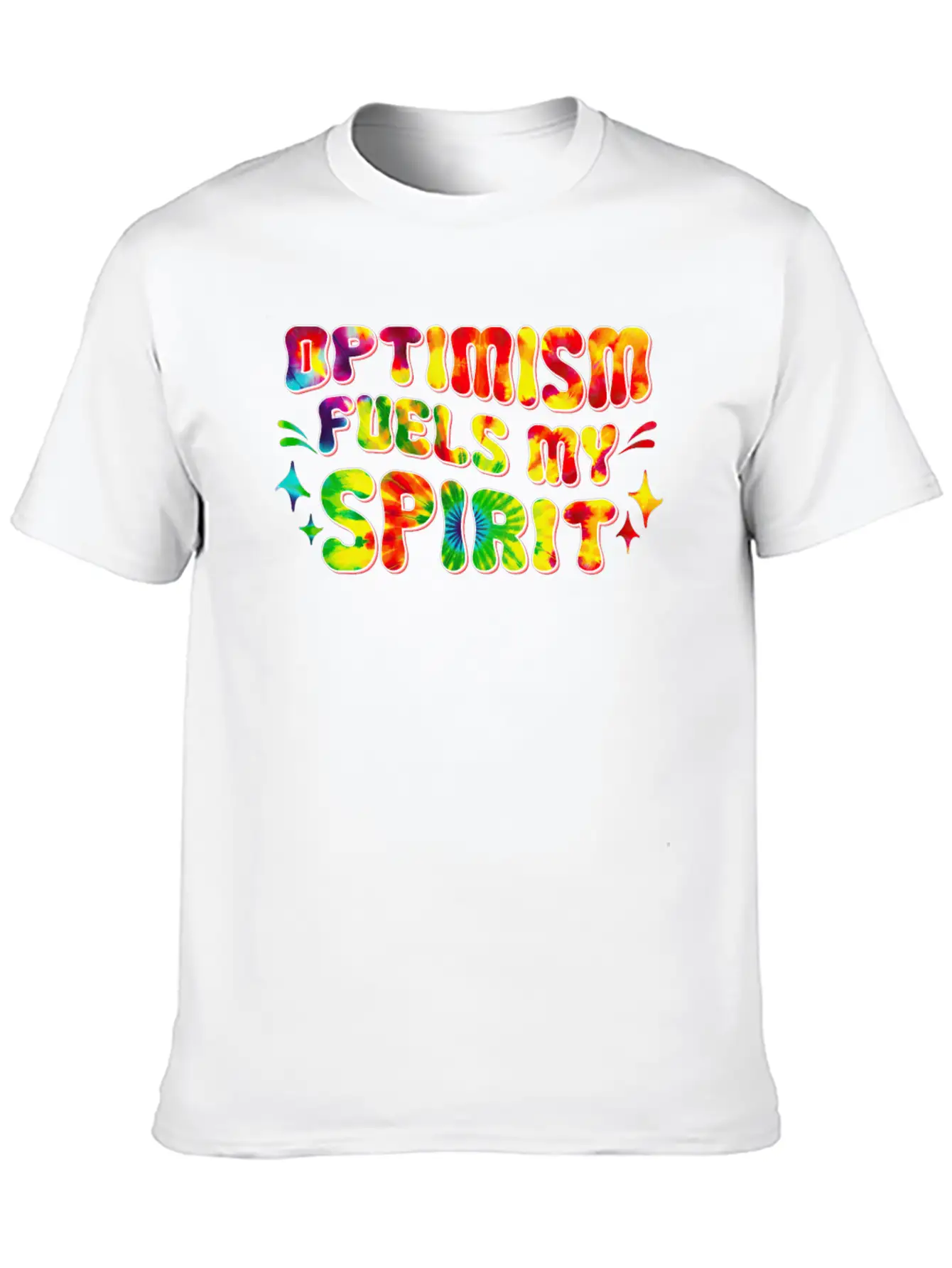 Optimism Fuels My Spirit Retro Hippie Tie-Dye Groo Basic Graphic T-Shirt – Daily Comfort In Soft Cotton