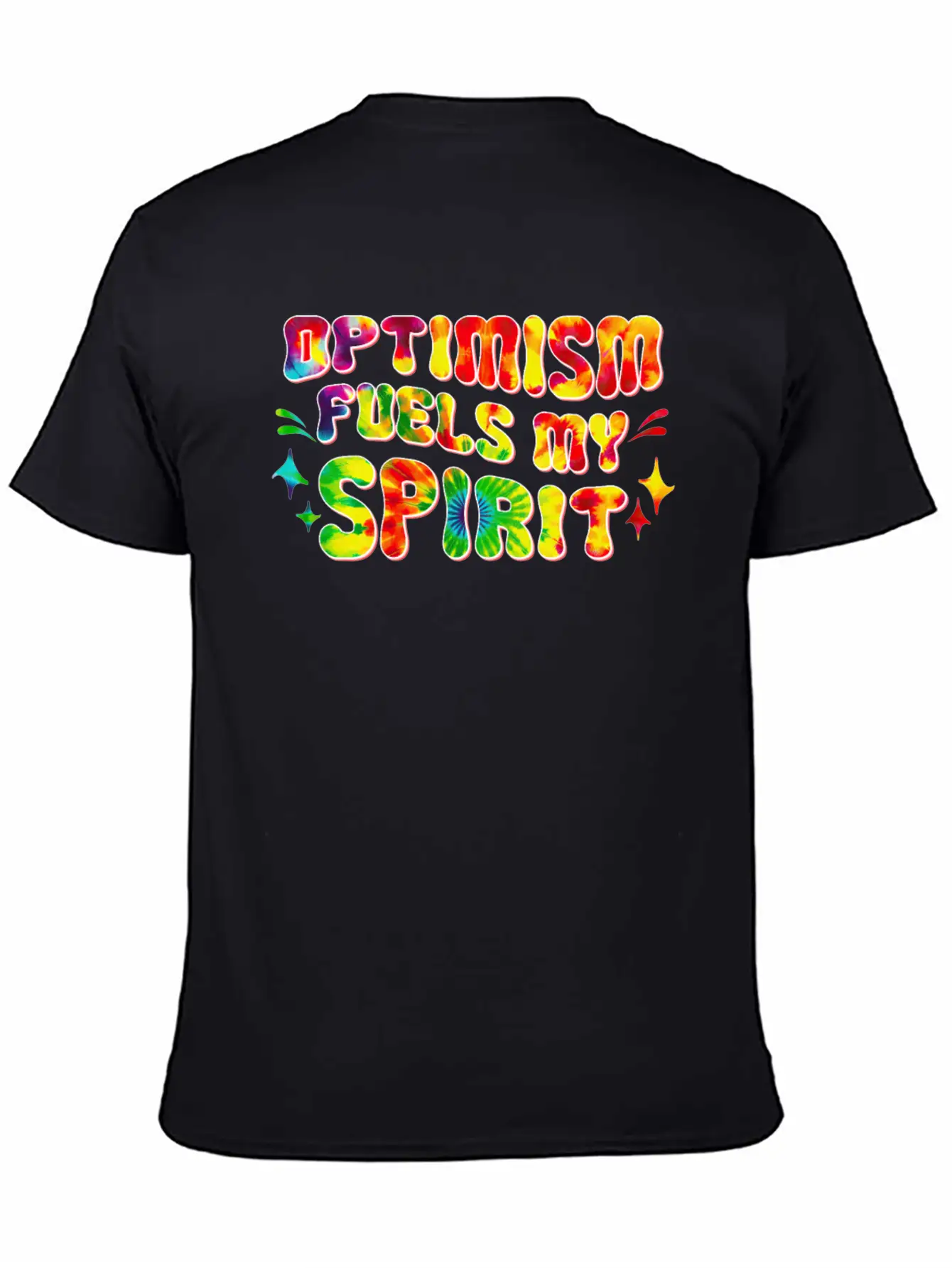 Optimism Fuels My Spirit Retro Hippie Tie-Dye Groo Basic Graphic T-Shirt – Daily Comfort In Soft Cotton