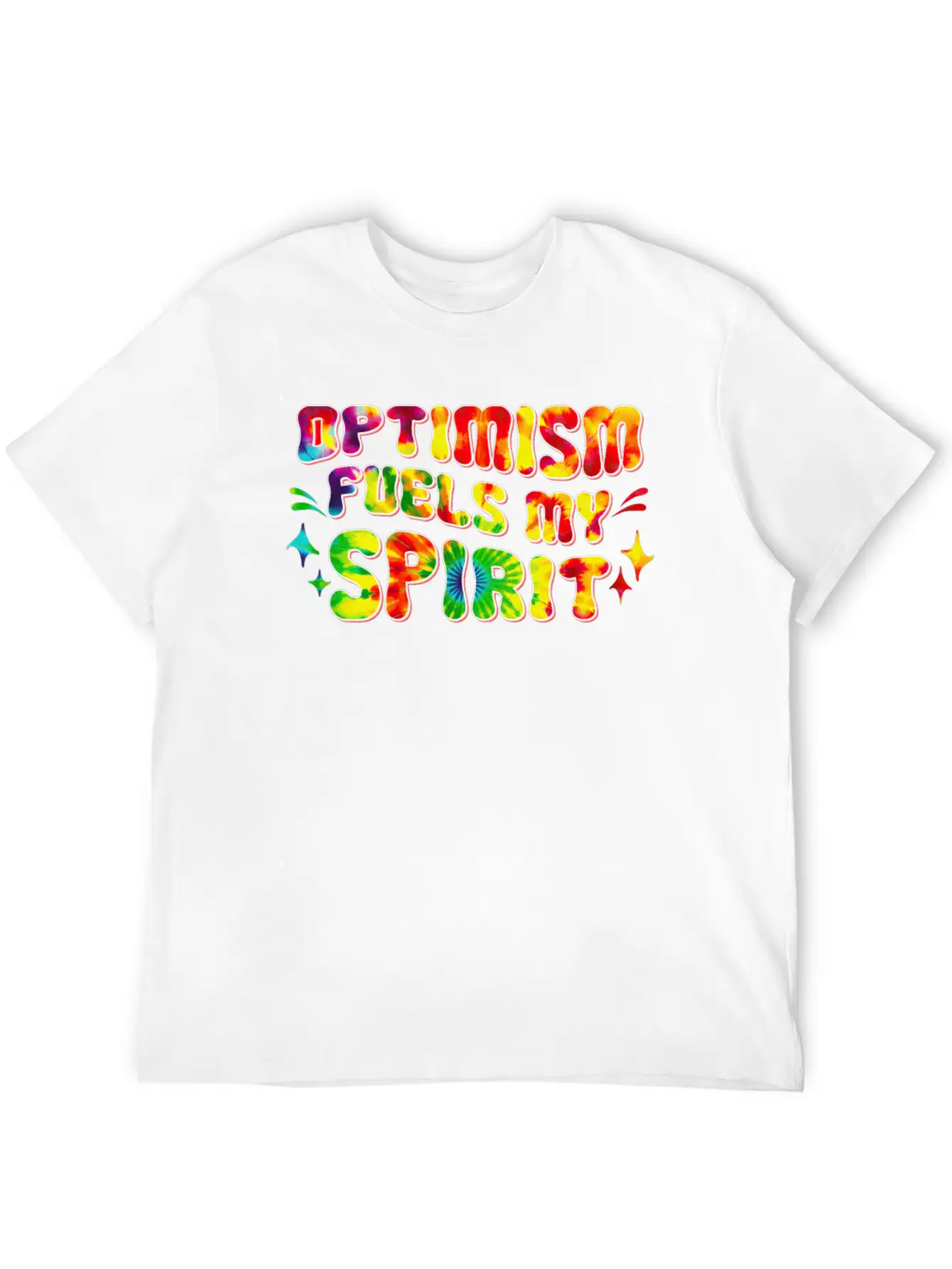 Optimism Fuels My Spirit Retro Hippie Tie-Dye Groo Basic Graphic T-Shirt – Daily Comfort In Soft Cotton