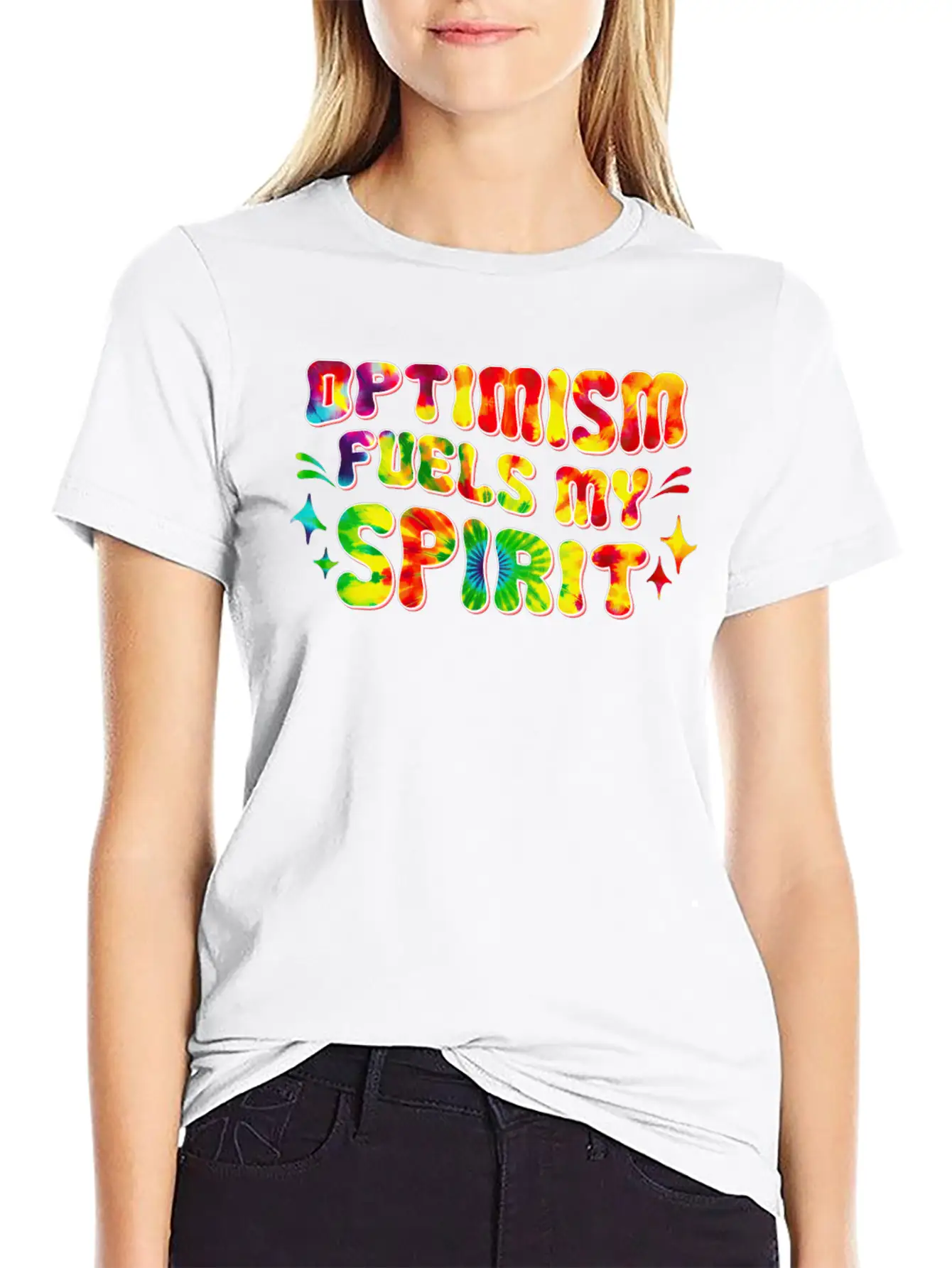 Optimism Fuels My Spirit Retro Hippie Tie-Dye Groo Basic Graphic T-Shirt – Daily Comfort In Soft Cotton