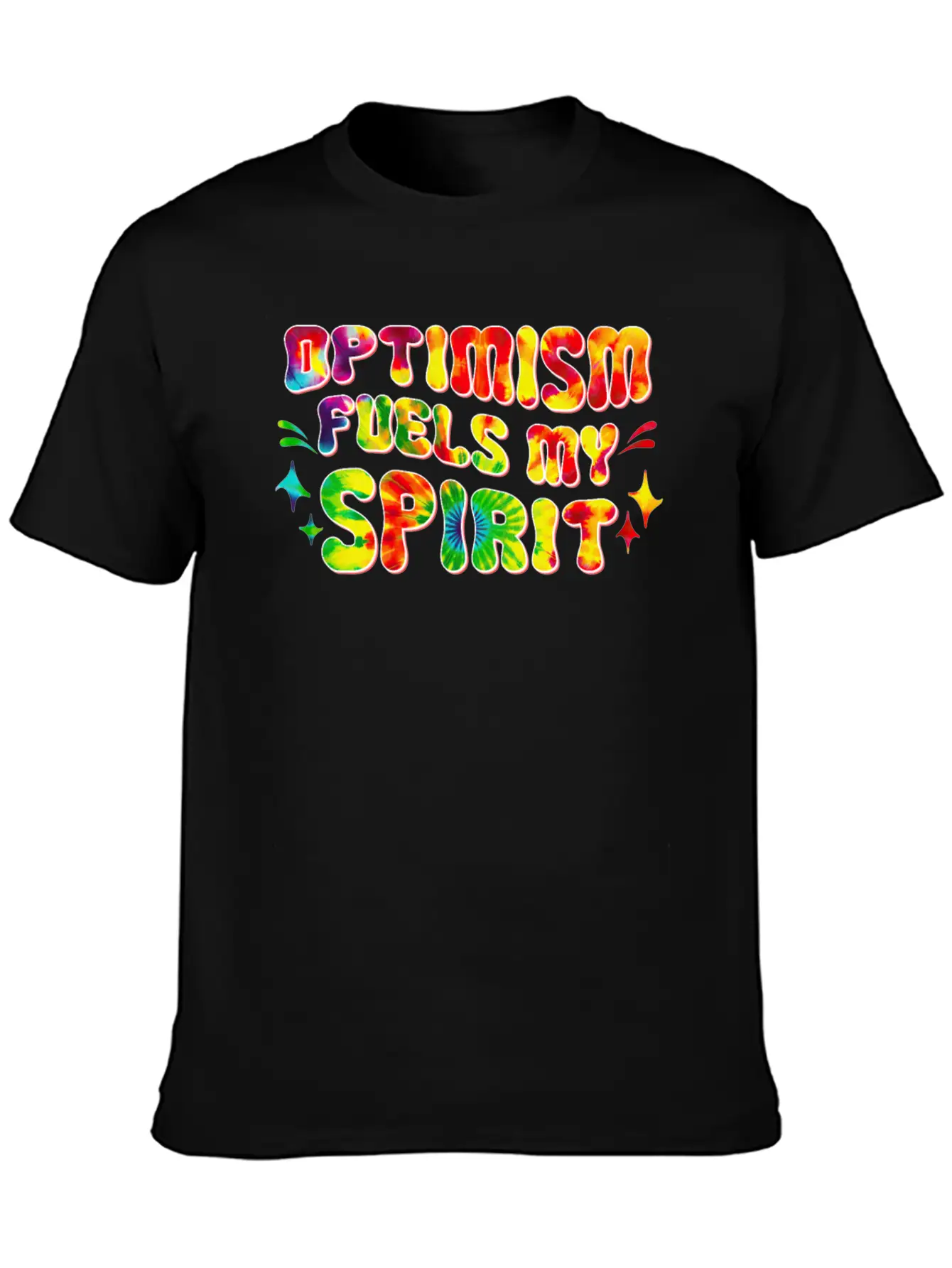 Optimism Fuels My Spirit Retro Hippie Tie-Dye Groo Basic Graphic T-Shirt – Daily Comfort In Soft Cotton