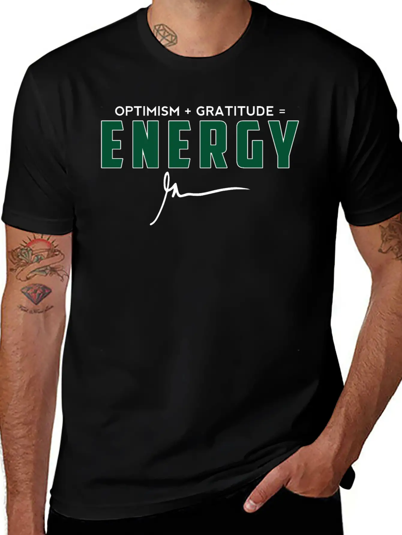 Optimism + Gratitude = Energy Relaxed Everyday Tee – Lightweight And Durable Cotton