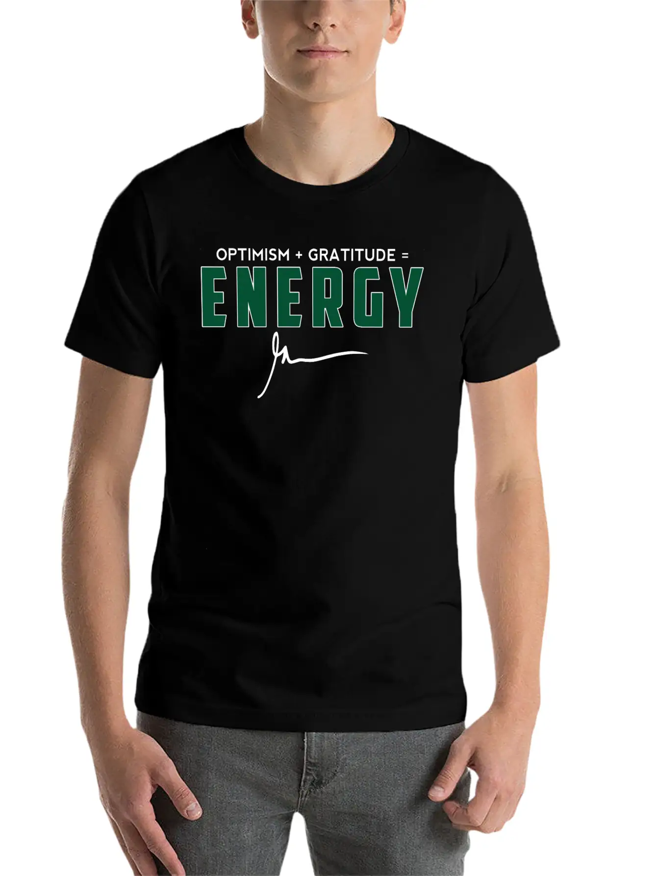 Optimism + Gratitude = Energy Relaxed Everyday Tee – Lightweight And Durable Cotton