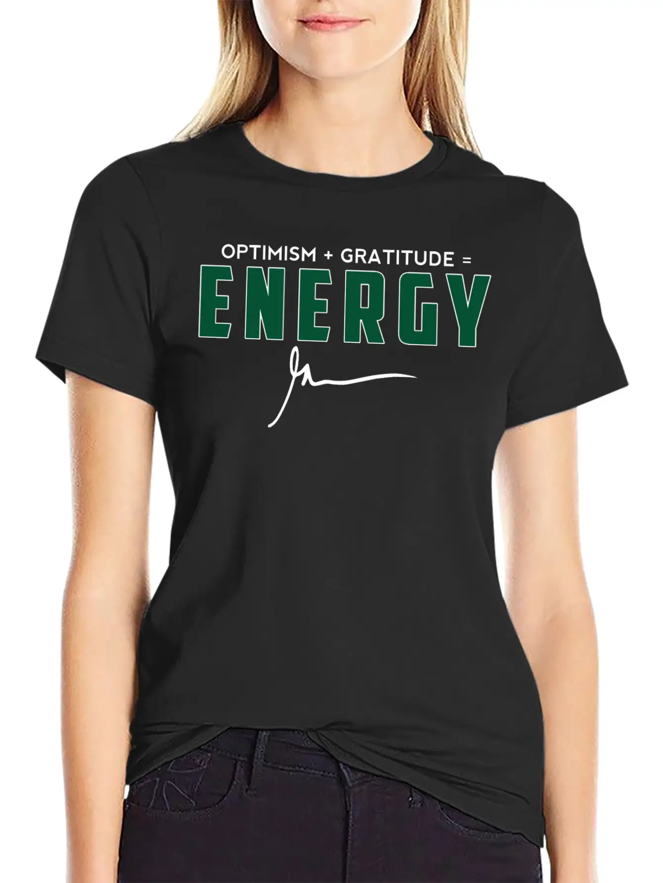 Optimism + Gratitude = Energy Relaxed Everyday Tee – Lightweight And Durable Cotton