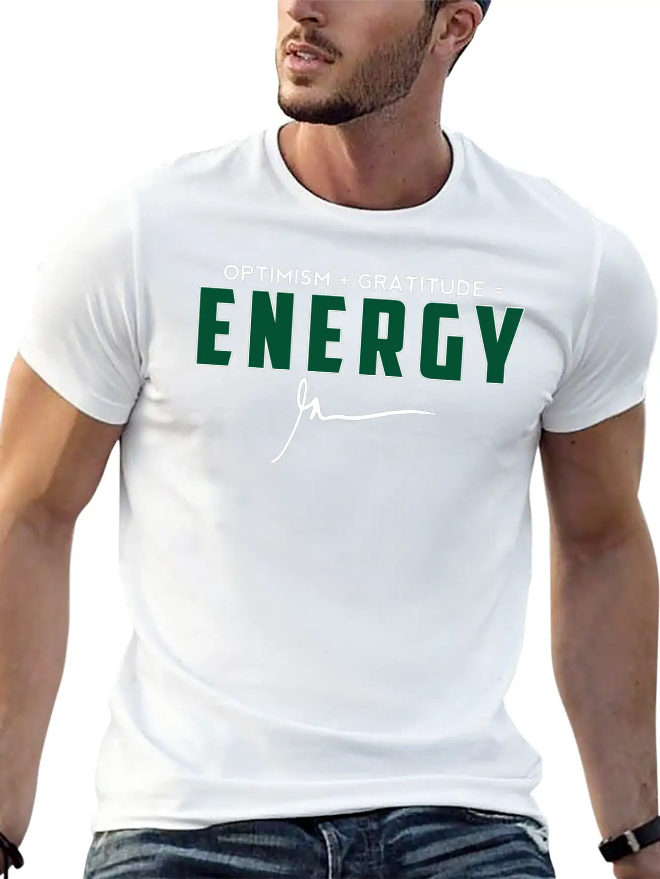 Optimism + Gratitude = Energy Relaxed Everyday Tee – Lightweight And Durable Cotton