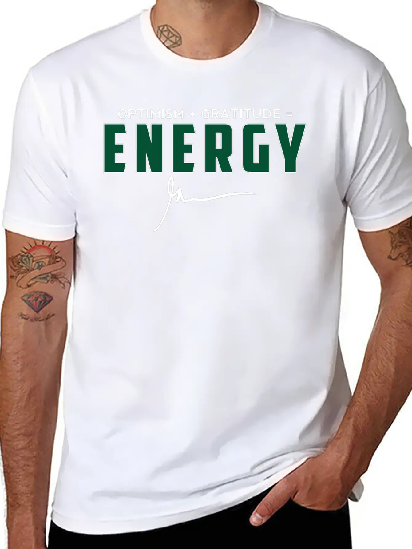 Optimism + Gratitude = Energy Relaxed Everyday Tee – Lightweight And Durable Cotton