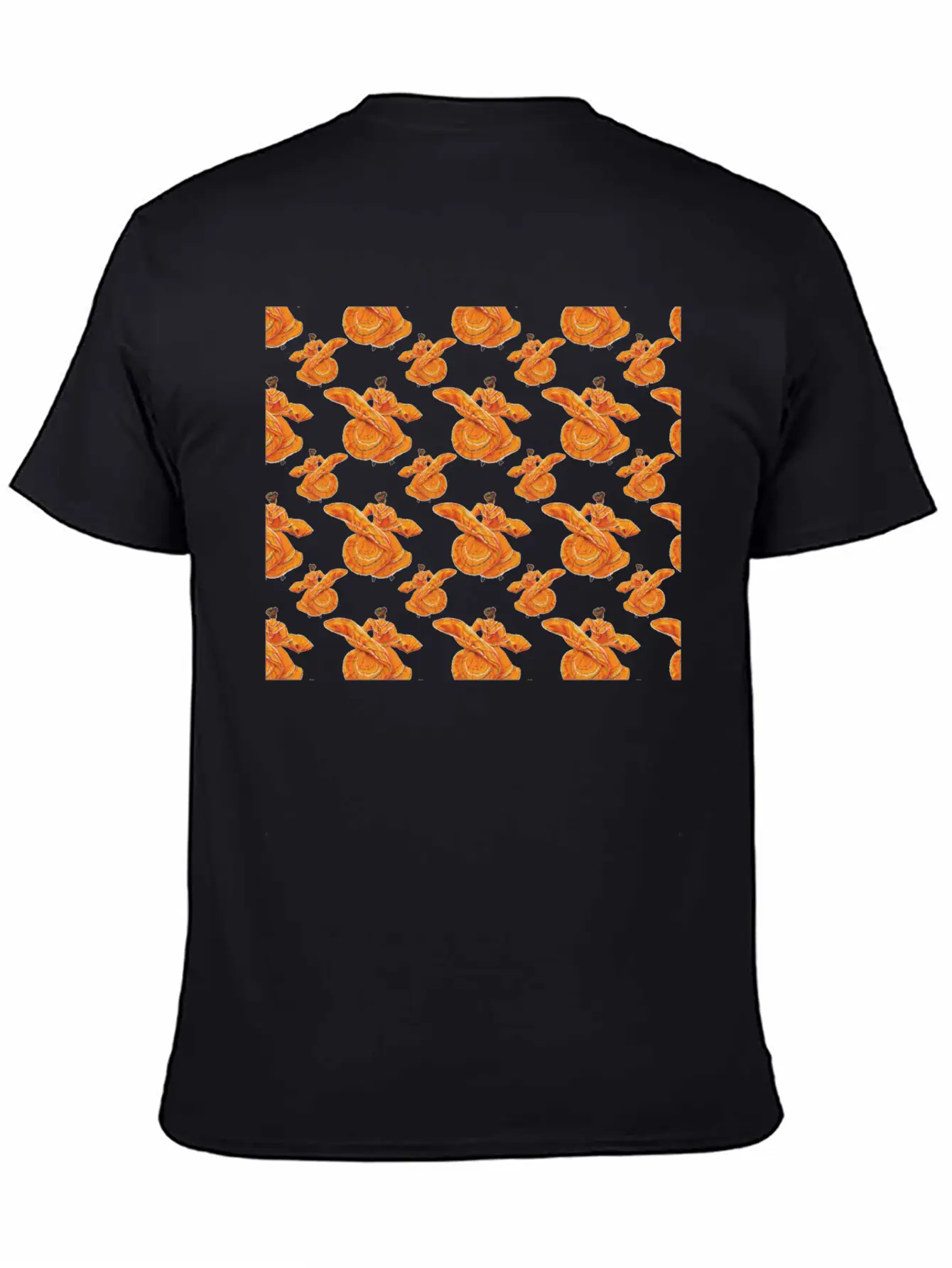 Orange Ballet Dancers Baile Folklorico Pattern Stylish Everyday T-Shirt – Unisex Basic Cotton Tee