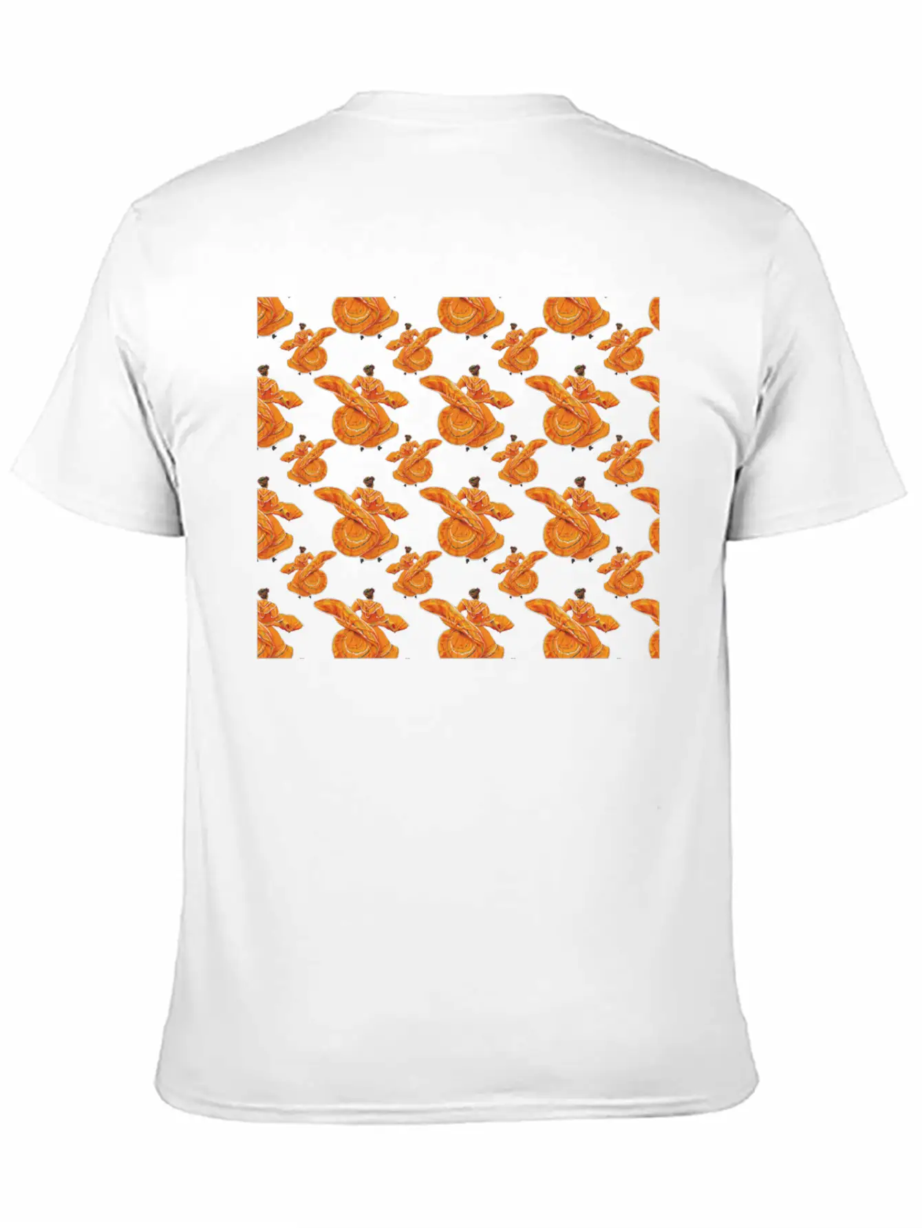 Orange Ballet Dancers Baile Folklorico Pattern Stylish Everyday T-Shirt – Unisex Basic Cotton Tee