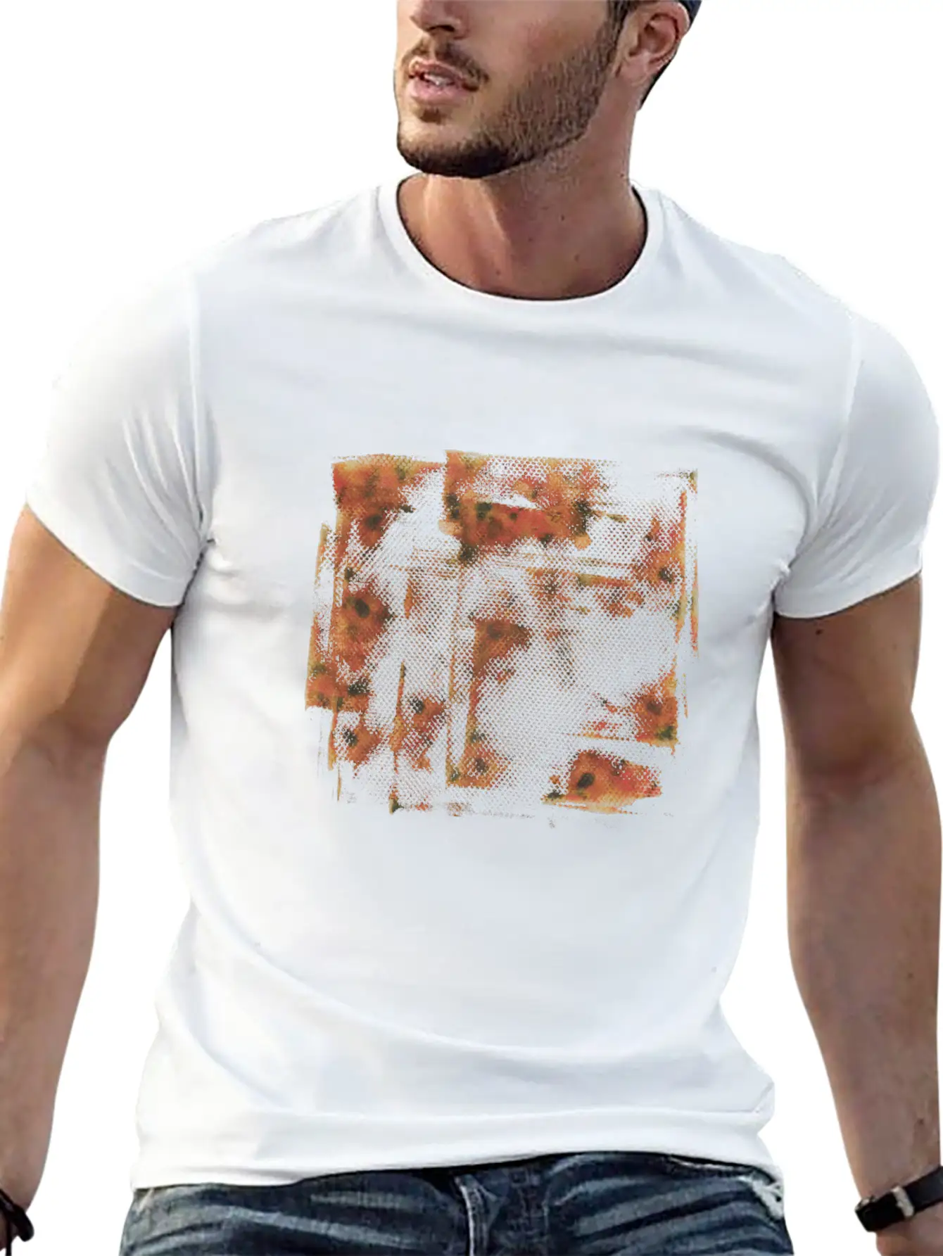 Orange Grunge Paint Holes Basic Graphic T-Shirt – Daily Comfort In Soft Cotton