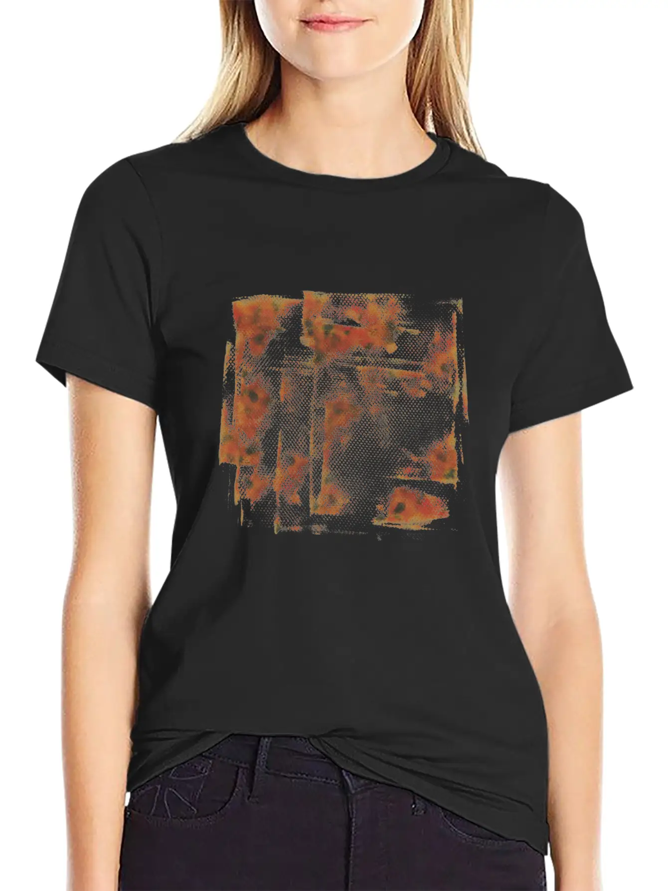 Orange Grunge Paint Holes Basic Graphic T-Shirt – Daily Comfort In Soft Cotton