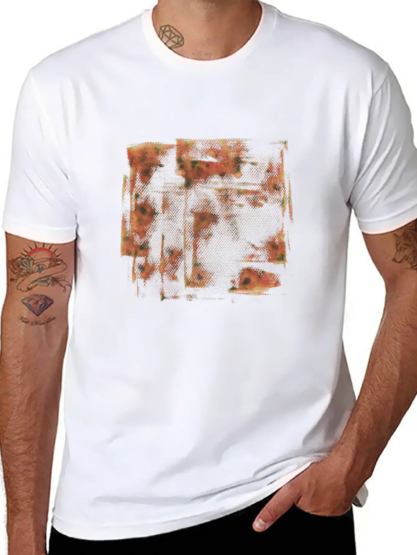 Orange Grunge Paint Holes Basic Graphic T-Shirt – Daily Comfort In Soft Cotton