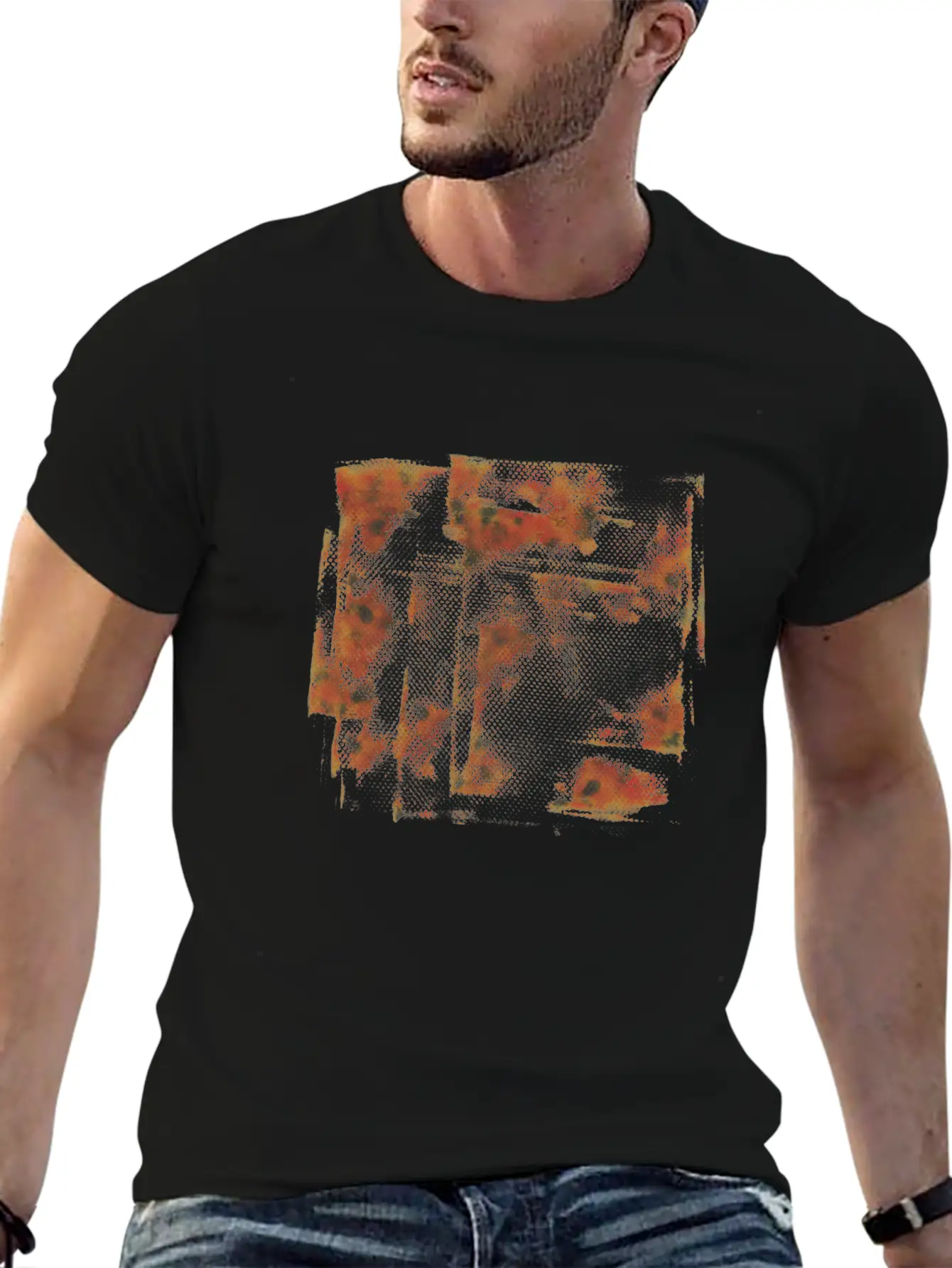 Orange Grunge Paint Holes Basic Graphic T-Shirt – Daily Comfort In Soft Cotton