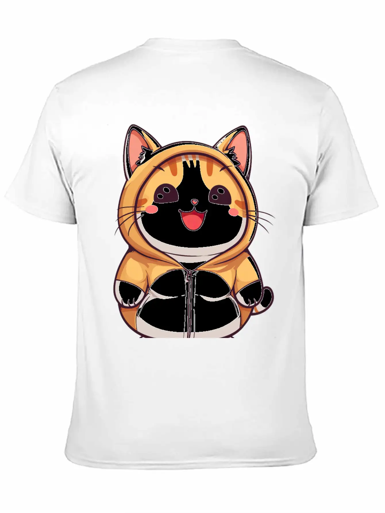 Orange Kawaii Cat In Hoodie Unisex Casual T-Shirt – Clean Design For Daily Comfort