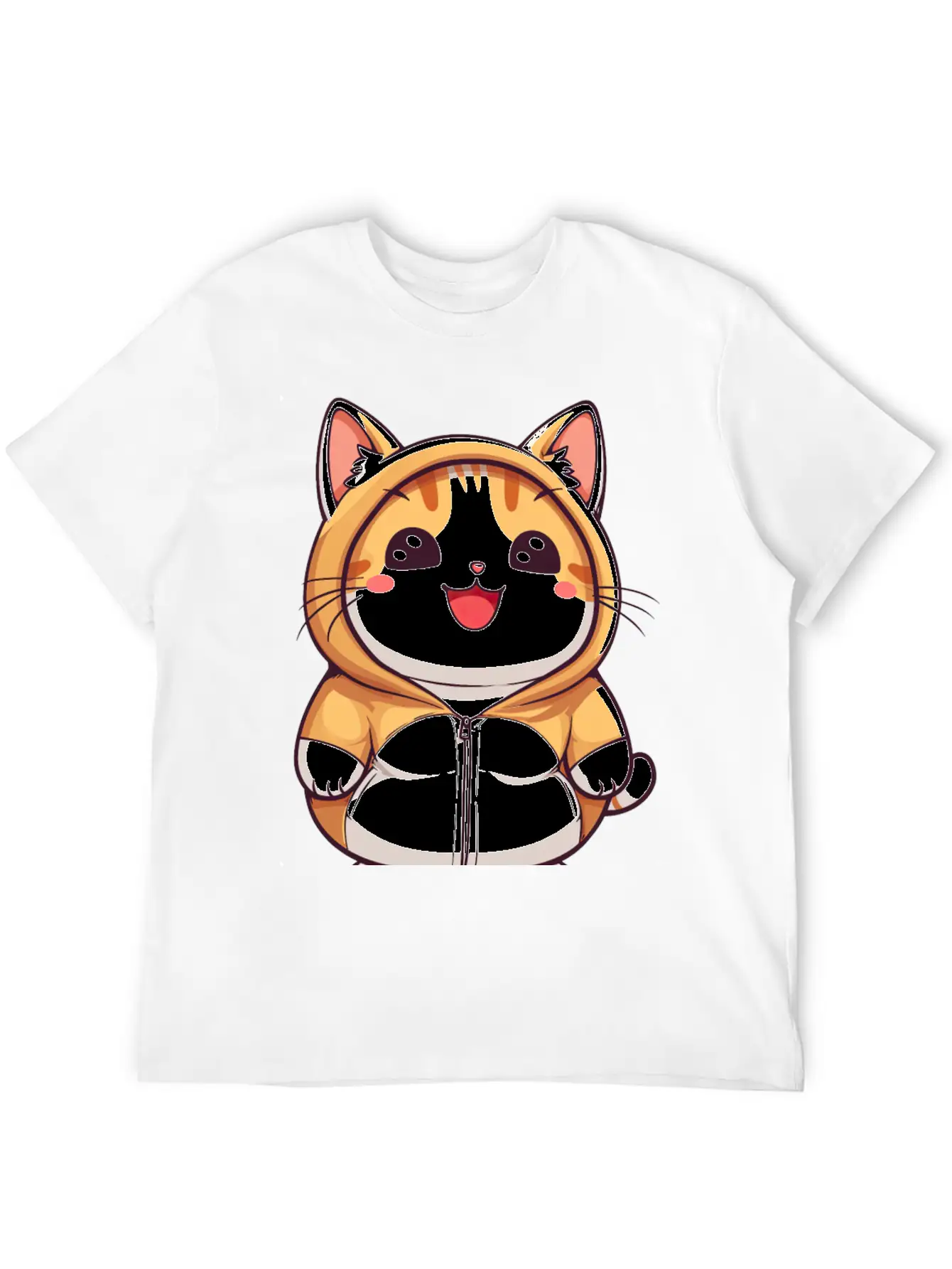 Orange Kawaii Cat In Hoodie Unisex Casual T-Shirt – Clean Design For Daily Comfort
