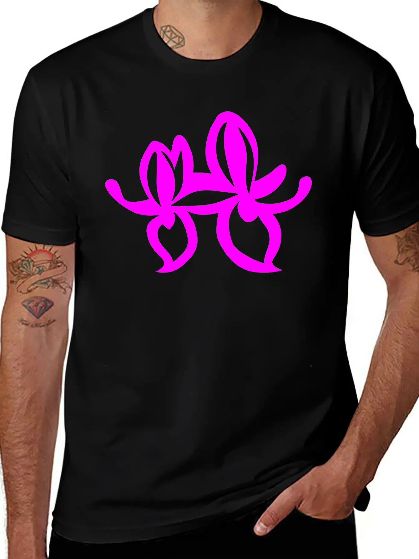 Orchid Flower Vector Single Color Essential Cotton Tee For Daily Outfits – Unisex Style