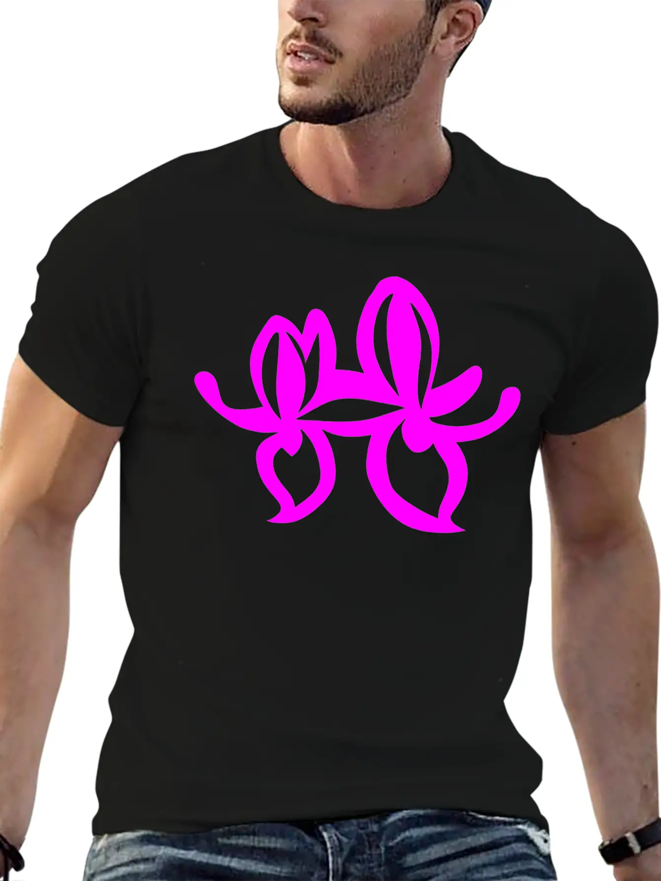 Orchid Flower Vector Single Color Essential Cotton Tee For Daily Outfits – Unisex Style