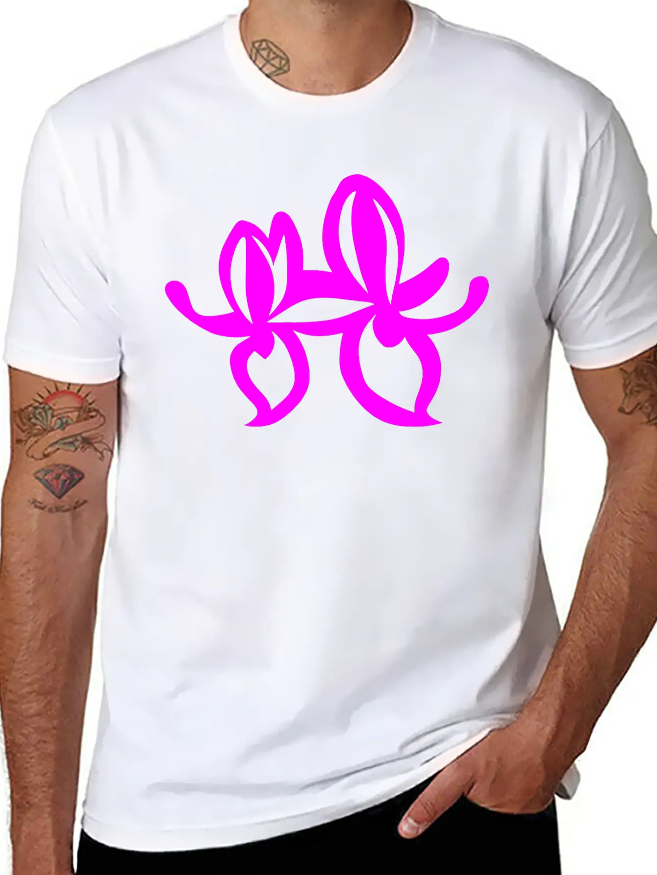 Orchid Flower Vector Single Color Essential Cotton Tee For Daily Outfits – Unisex Style