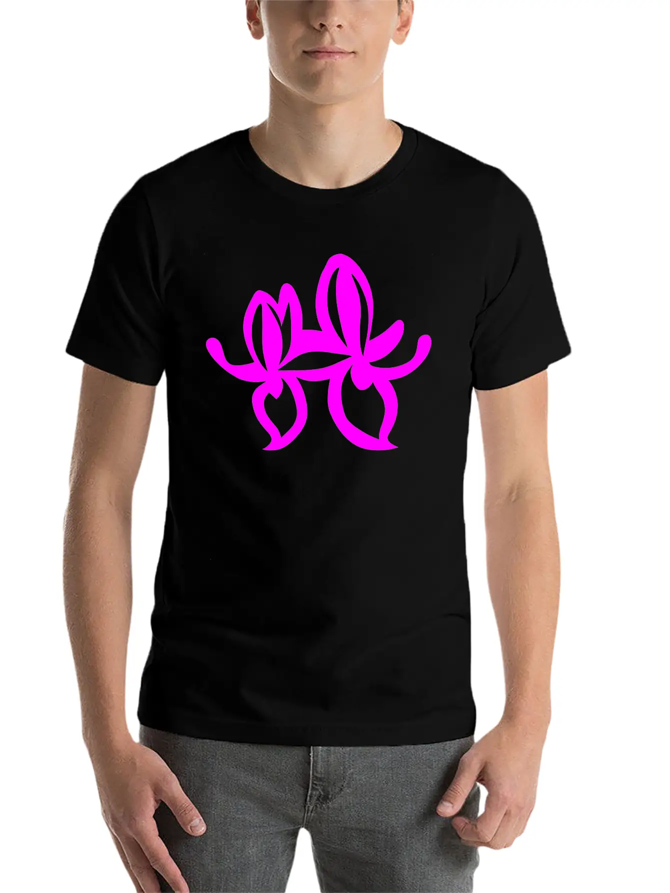 Orchid Flower Vector Single Color Essential Cotton Tee For Daily Outfits – Unisex Style