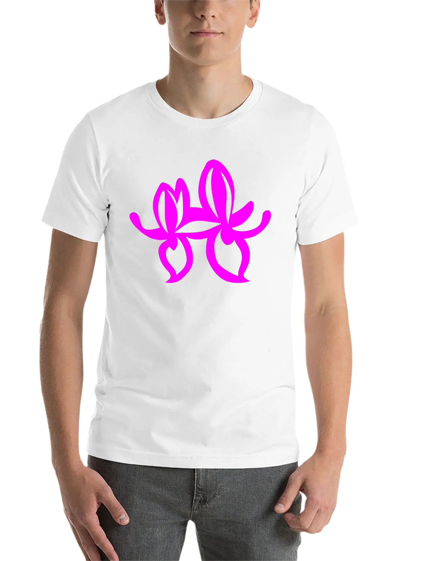 Orchid Flower Vector Single Color Essential Cotton Tee For Daily Outfits – Unisex Style