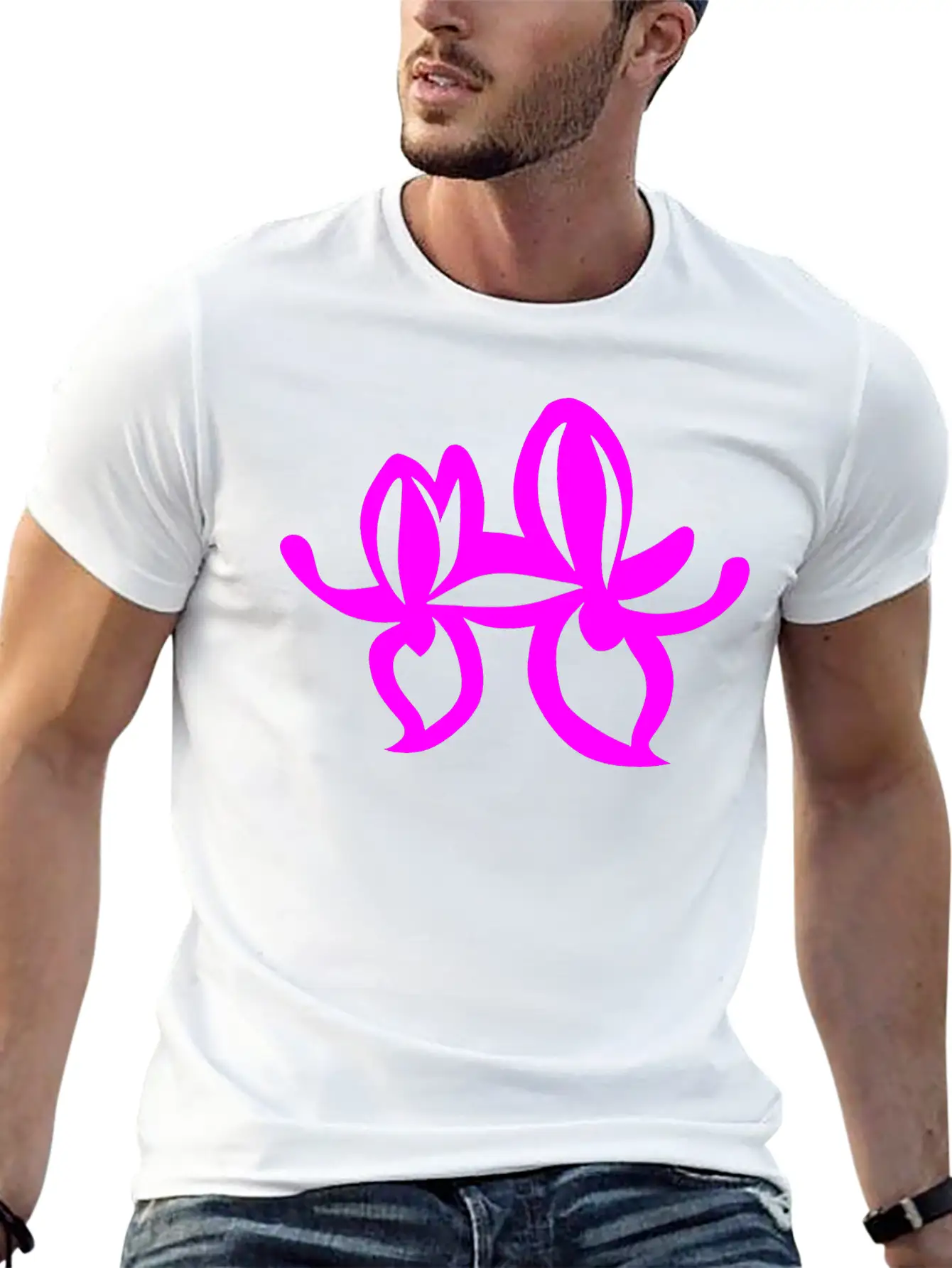Orchid Flower Vector Single Color Essential Cotton Tee For Daily Outfits – Unisex Style