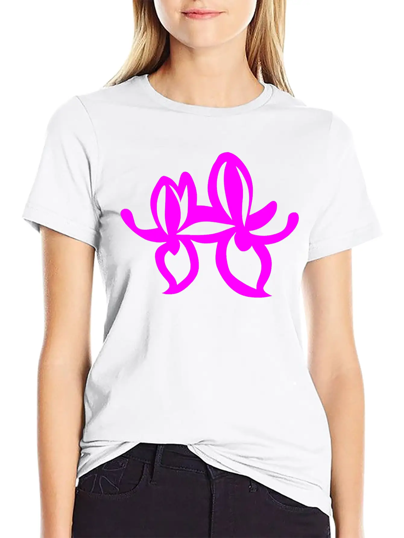 Orchid Flower Vector Single Color Essential Cotton Tee For Daily Outfits – Unisex Style