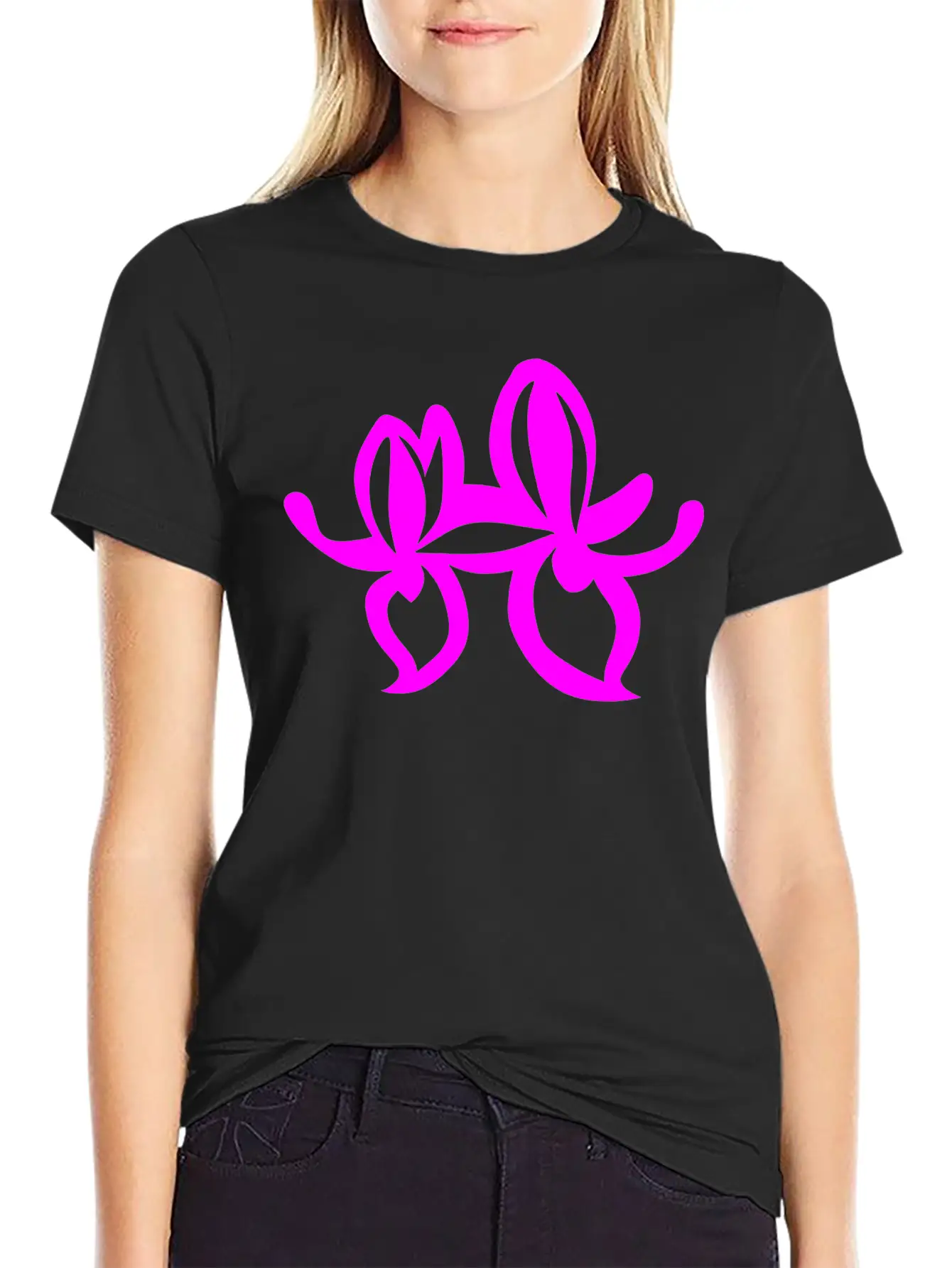 Orchid Flower Vector Single Color Essential Cotton Tee For Daily Outfits – Unisex Style