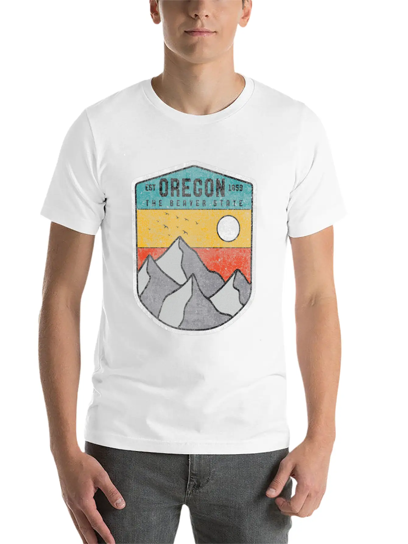 Oregon The Beaver State Retro Vintage Mountain Relaxed Everyday Tee – Lightweight And Durable Cotton