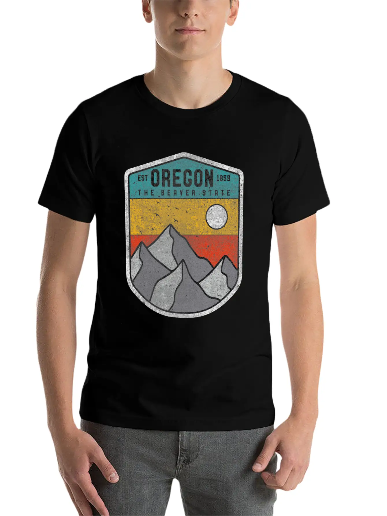 Oregon The Beaver State Retro Vintage Mountain Relaxed Everyday Tee – Lightweight And Durable Cotton