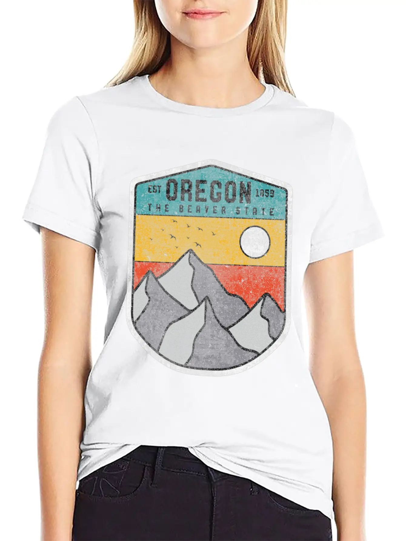 Oregon The Beaver State Retro Vintage Mountain Relaxed Everyday Tee – Lightweight And Durable Cotton