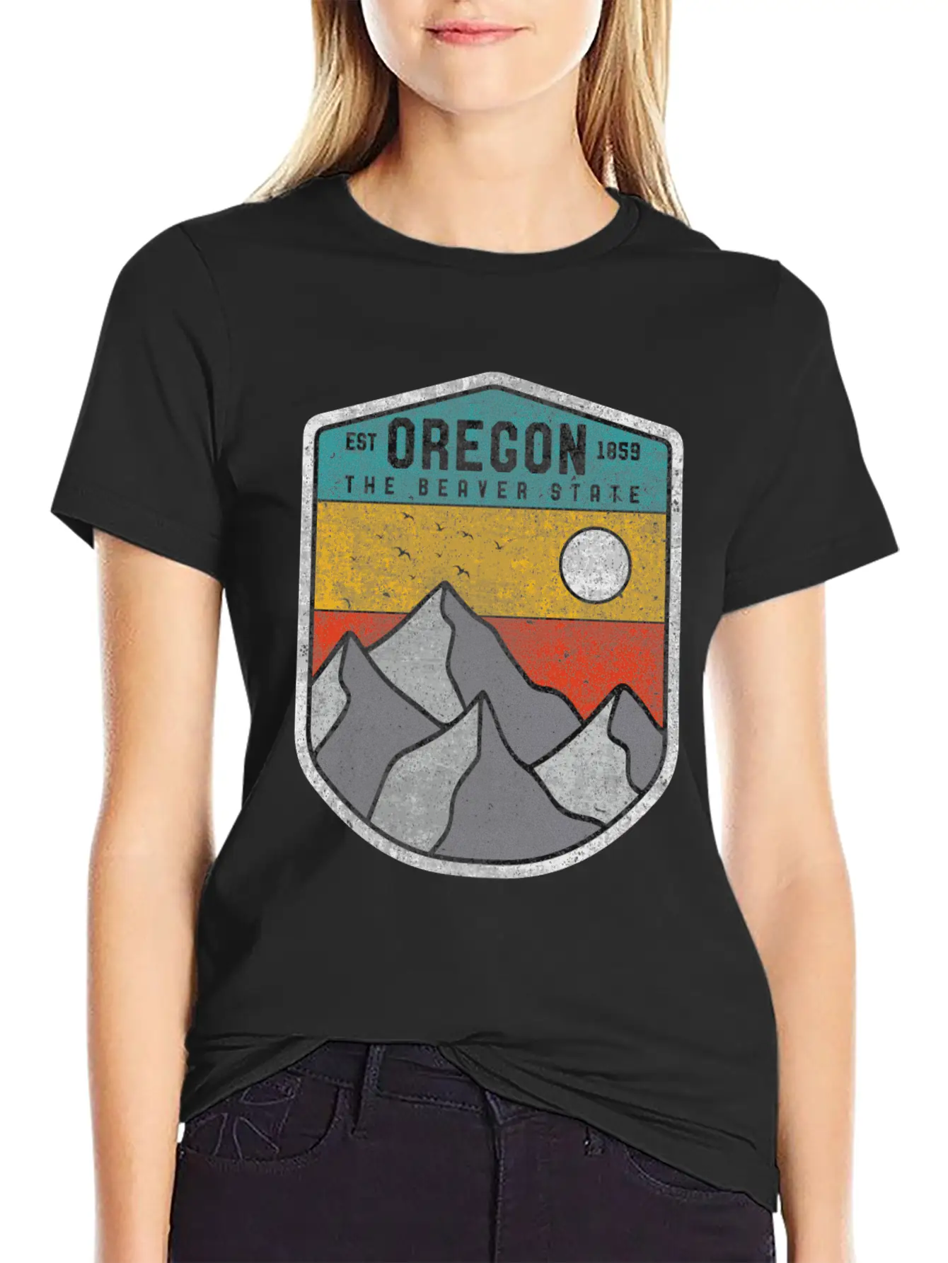 Oregon The Beaver State Retro Vintage Mountain Relaxed Everyday Tee – Lightweight And Durable Cotton